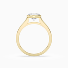Round Wide Tapered Bezel Solitaire in 14K Yellow Gold side profile