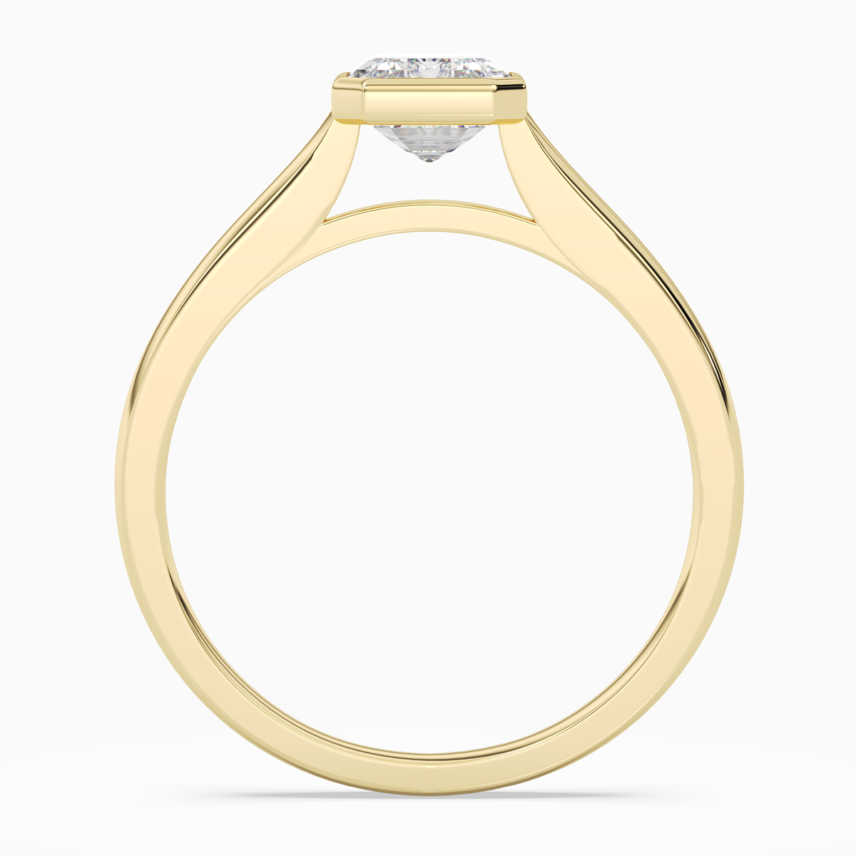 Emerald Medium Tapered Bezel Solitaire in 14K Yellow Gold side profile
