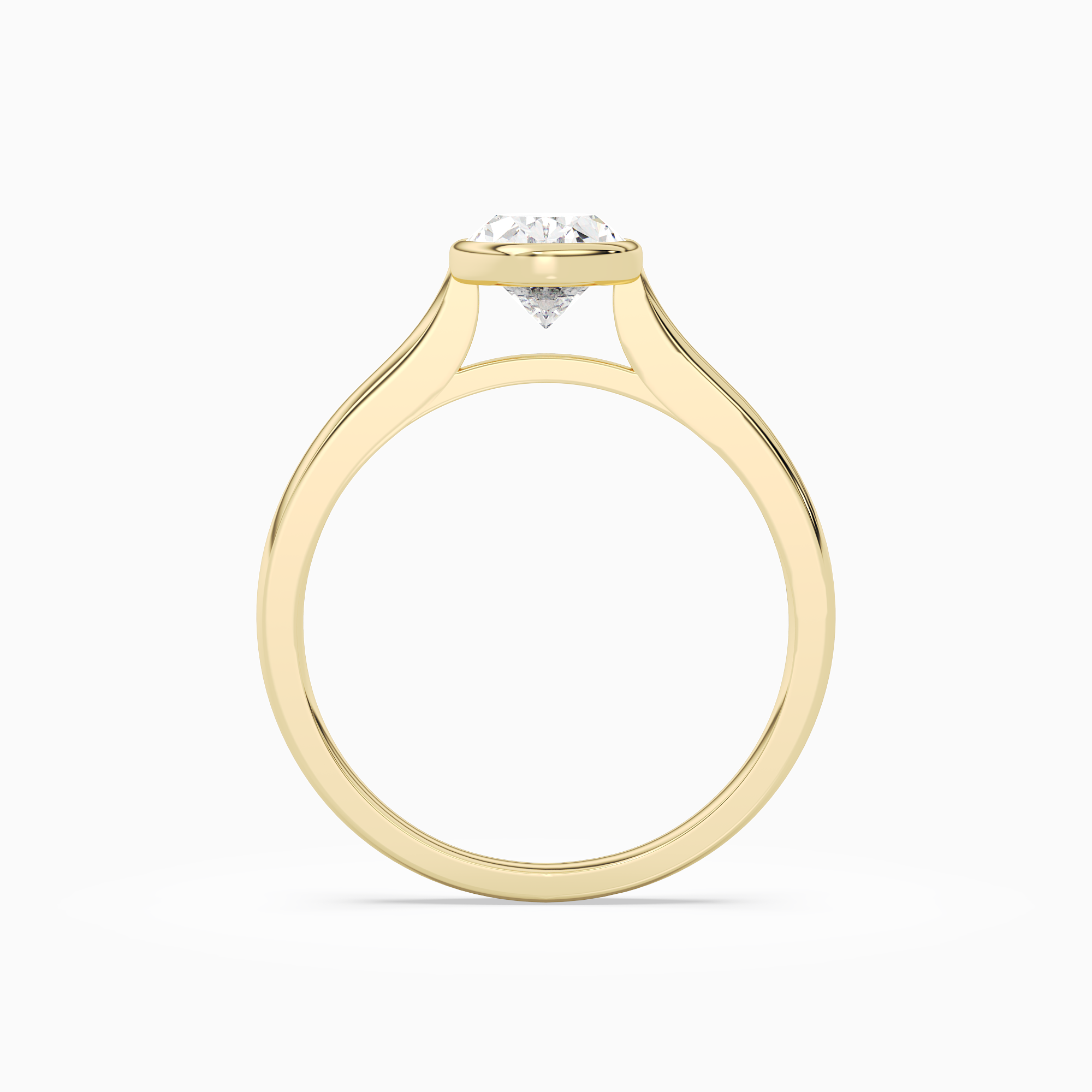 Oval Medium Tapered Bezel Solitaire in 14K Yellow Gold side profile