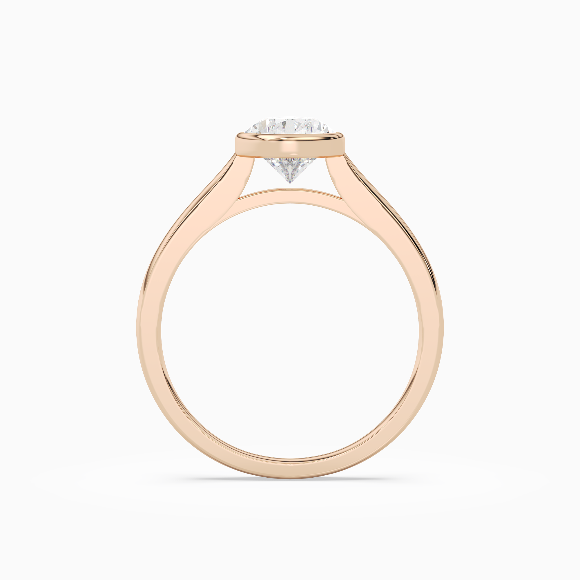 Pear Medium Tapered Bezel Solitaire in 14K Rose Gold side profile
