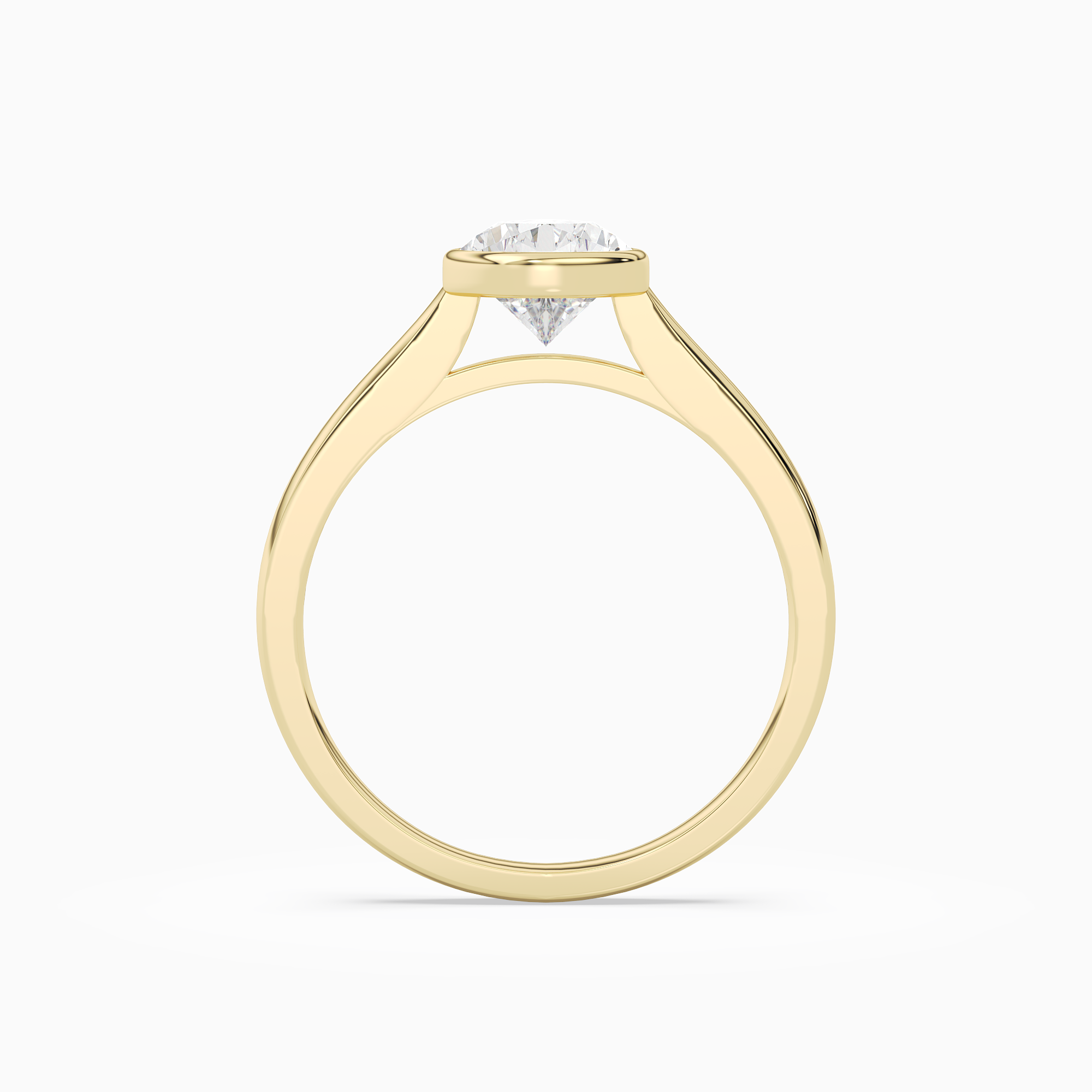 Pear Medium Tapered Bezel Solitaire in 14K Yellow Gold side profile
