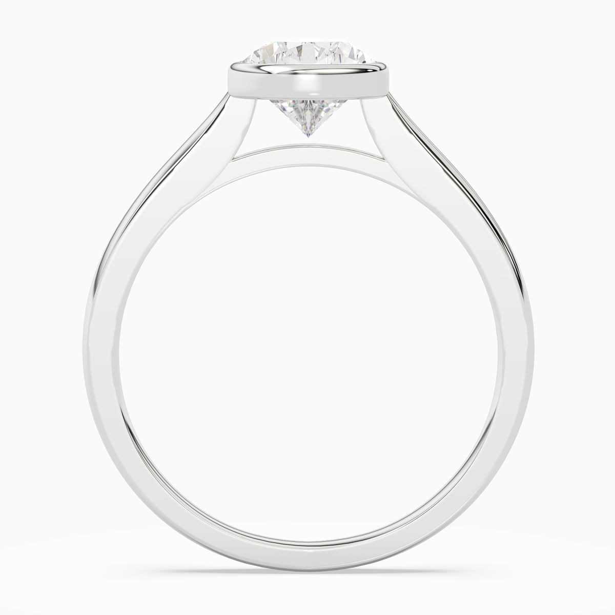 Pear Medium Tapered Bezel Solitaire in Platinum side profile