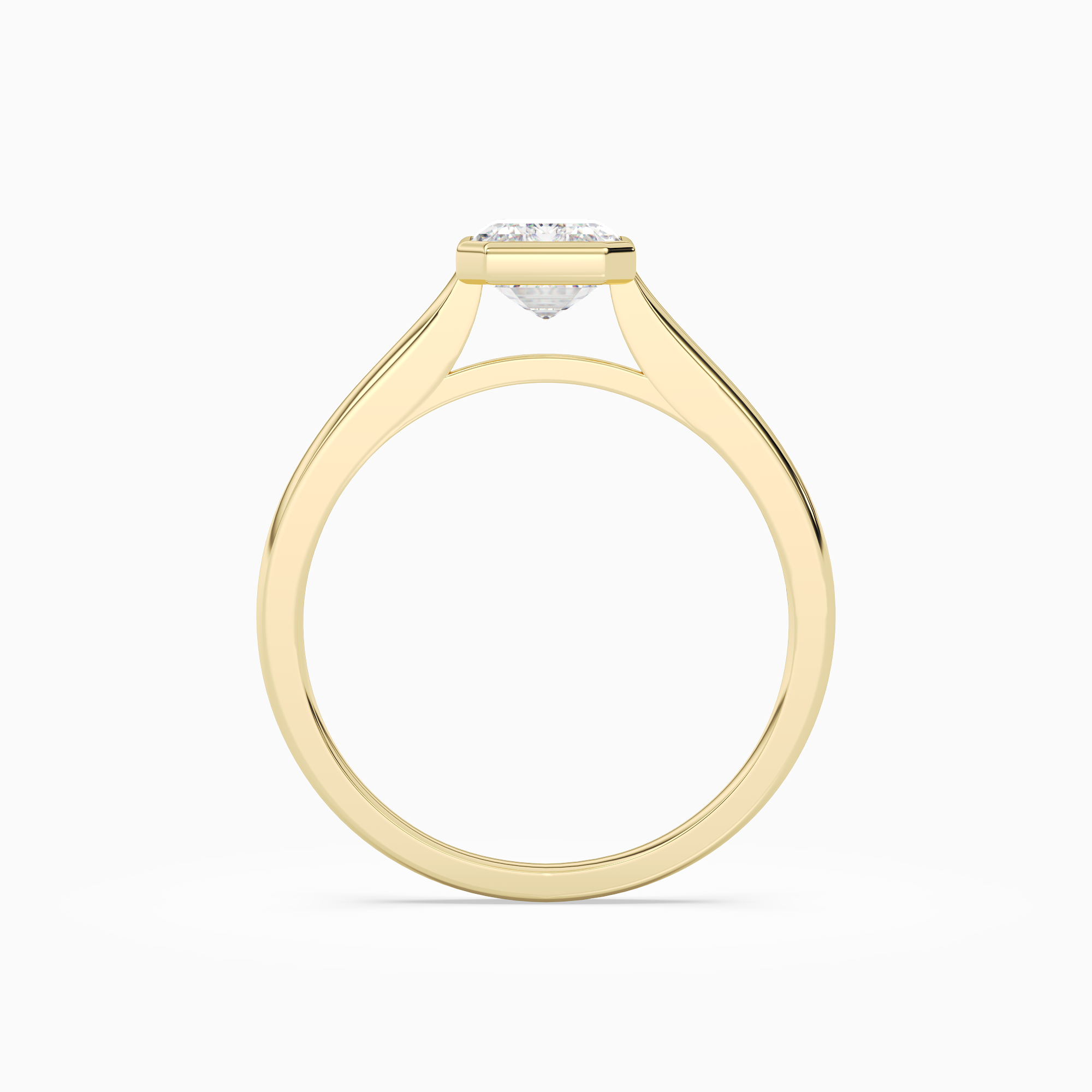Emerald Slim Tapered Bezel Solitaire in 18K Yellow Gold side profile