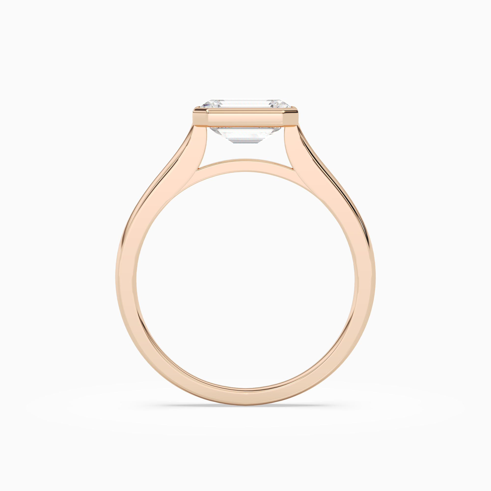 Emerald East-West Bezel Solitaire in 14K Rose Gold side profile