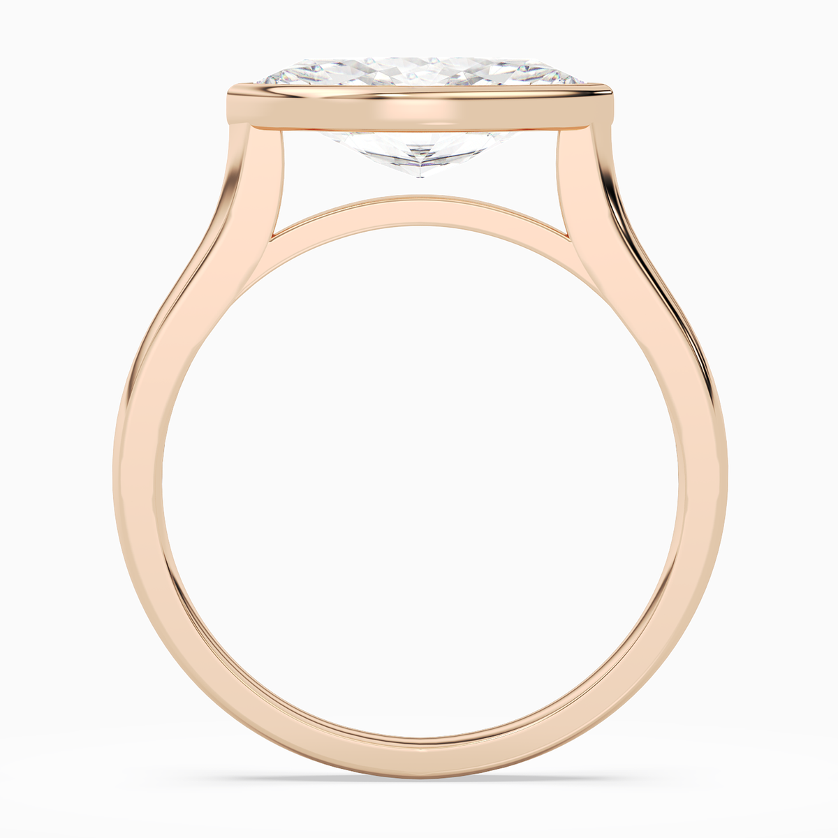 Marquise East-West Bezel Solitaire in 14K Rose Gold side profile