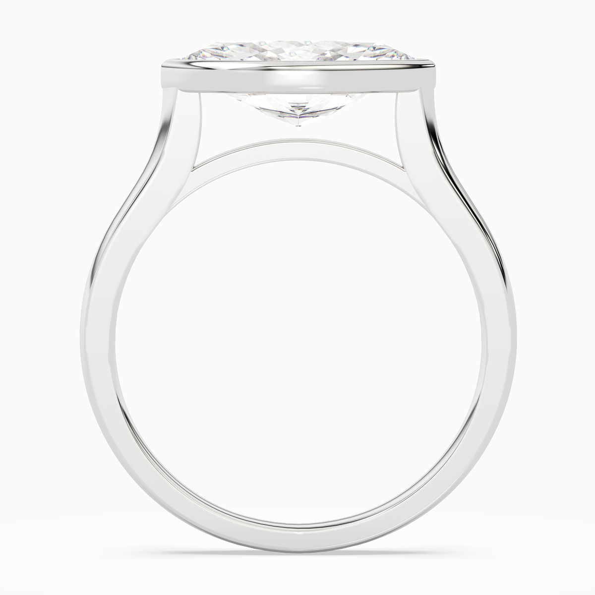 Marquise East-West Bezel Solitaire in 14K White Gold side profile