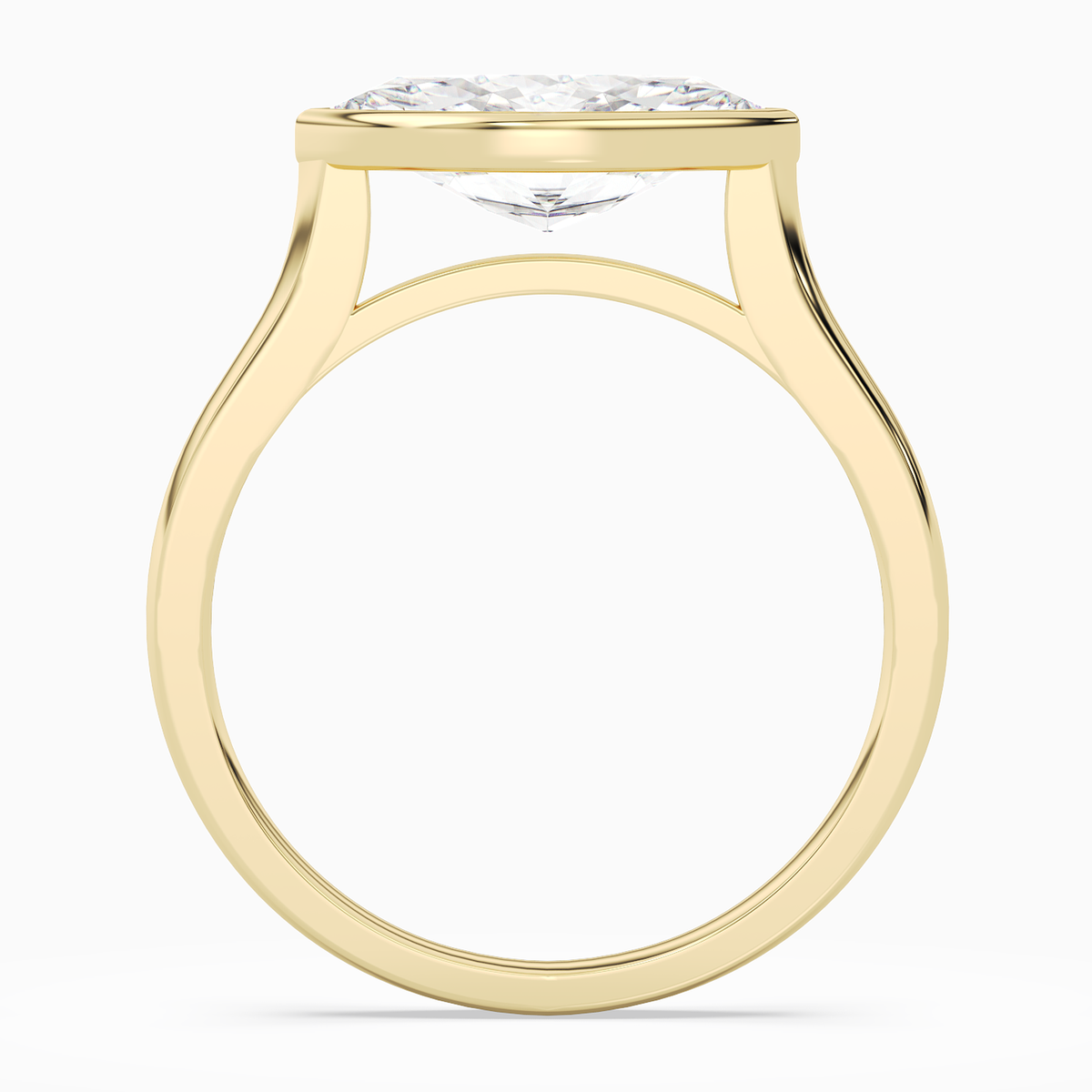 Marquise East-West Bezel Solitaire in 18K Yellow Gold side profile
