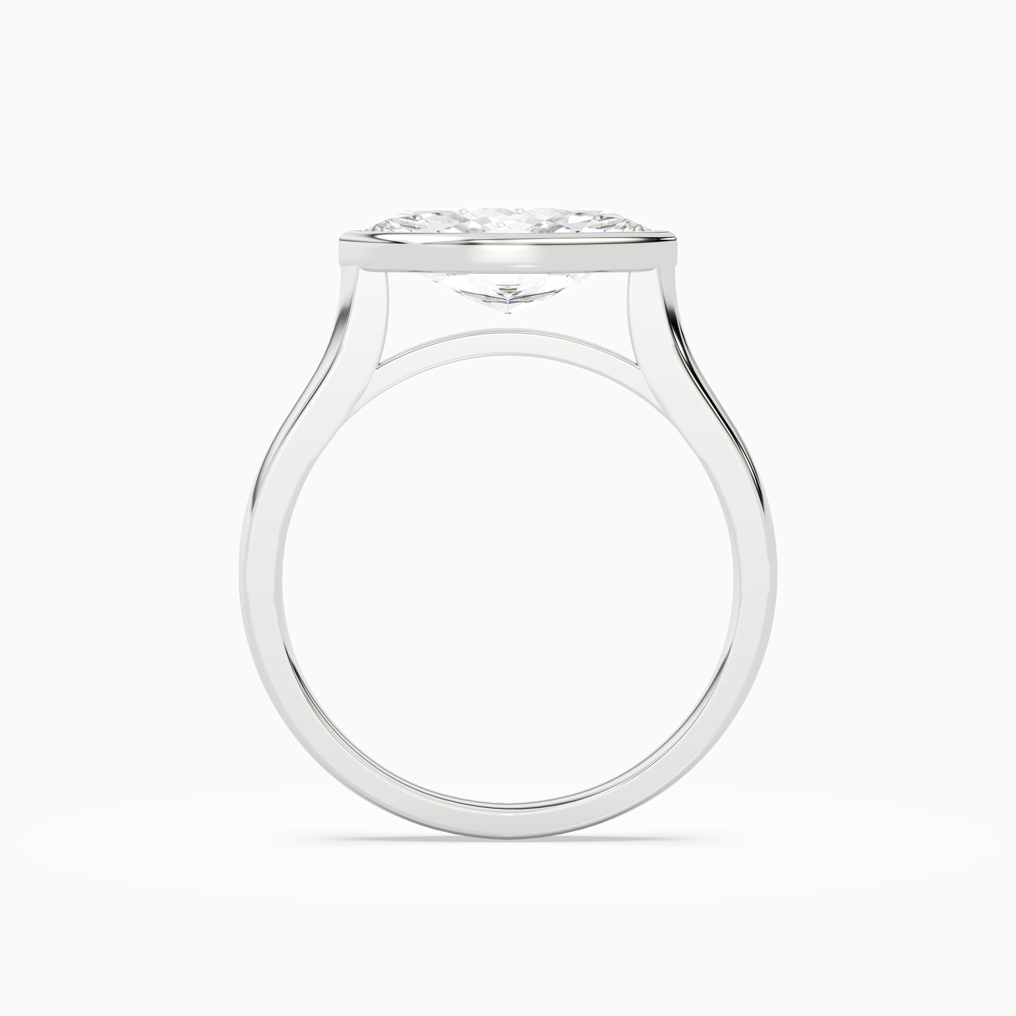 Marquise East-West Bezel Solitaire in Platinum side profile