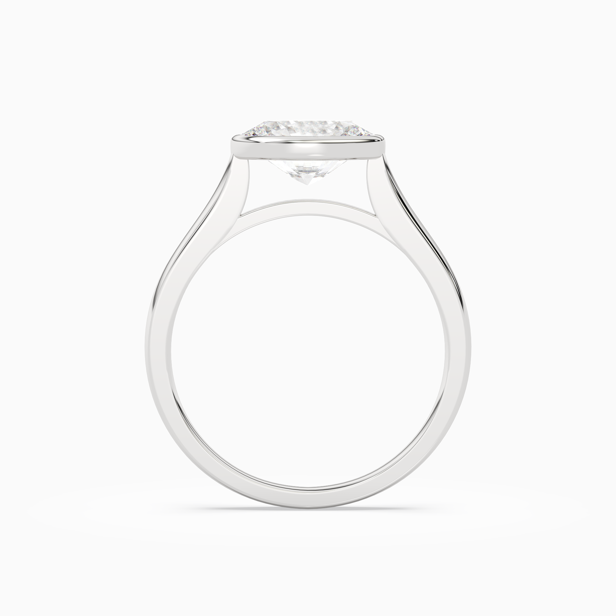 Oval East-West Bezel Solitaire in Platinum side profile