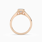 Emerald Stacked Band Bezel Solitaire in 14K Rose Gold side profile