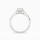 Emerald Stacked Band Bezel Solitaire in 18K White Gold side profile
