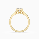 Emerald Stacked Band Bezel Solitaire in 18K Yellow Gold side profile