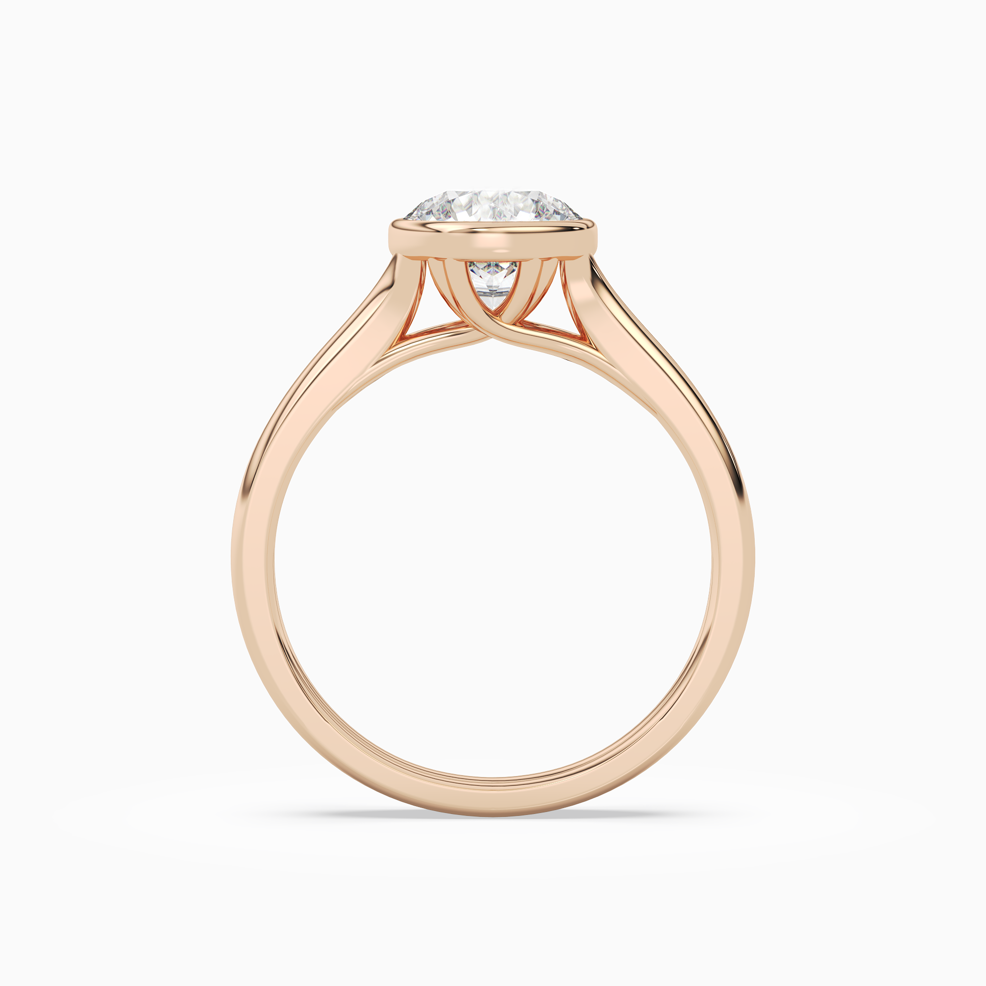 Round Stacked Band Bezel Solitaire in 14K Rose Gold side profile