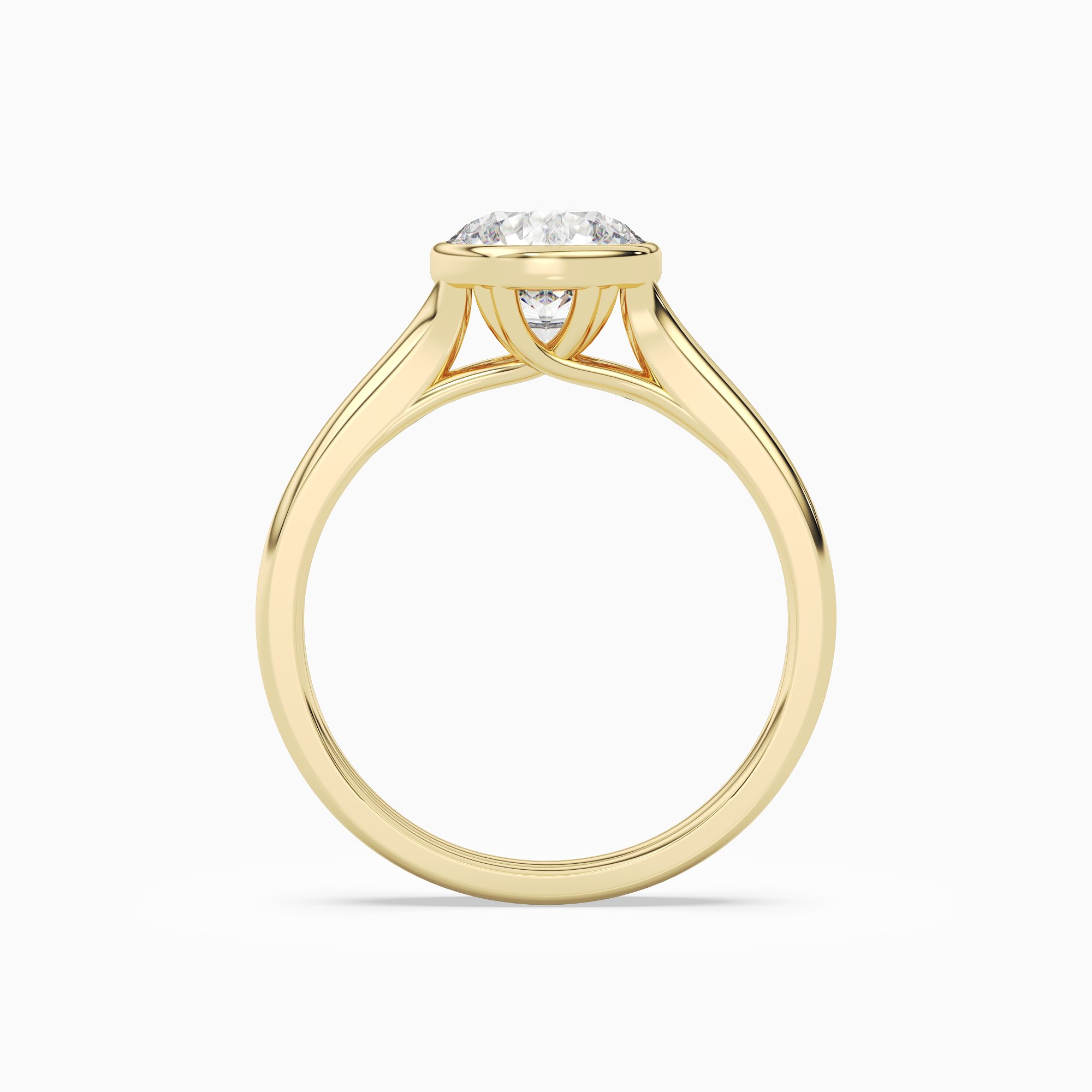 Round Stacked Band Bezel Solitaire in 18K Yellow Gold side profile