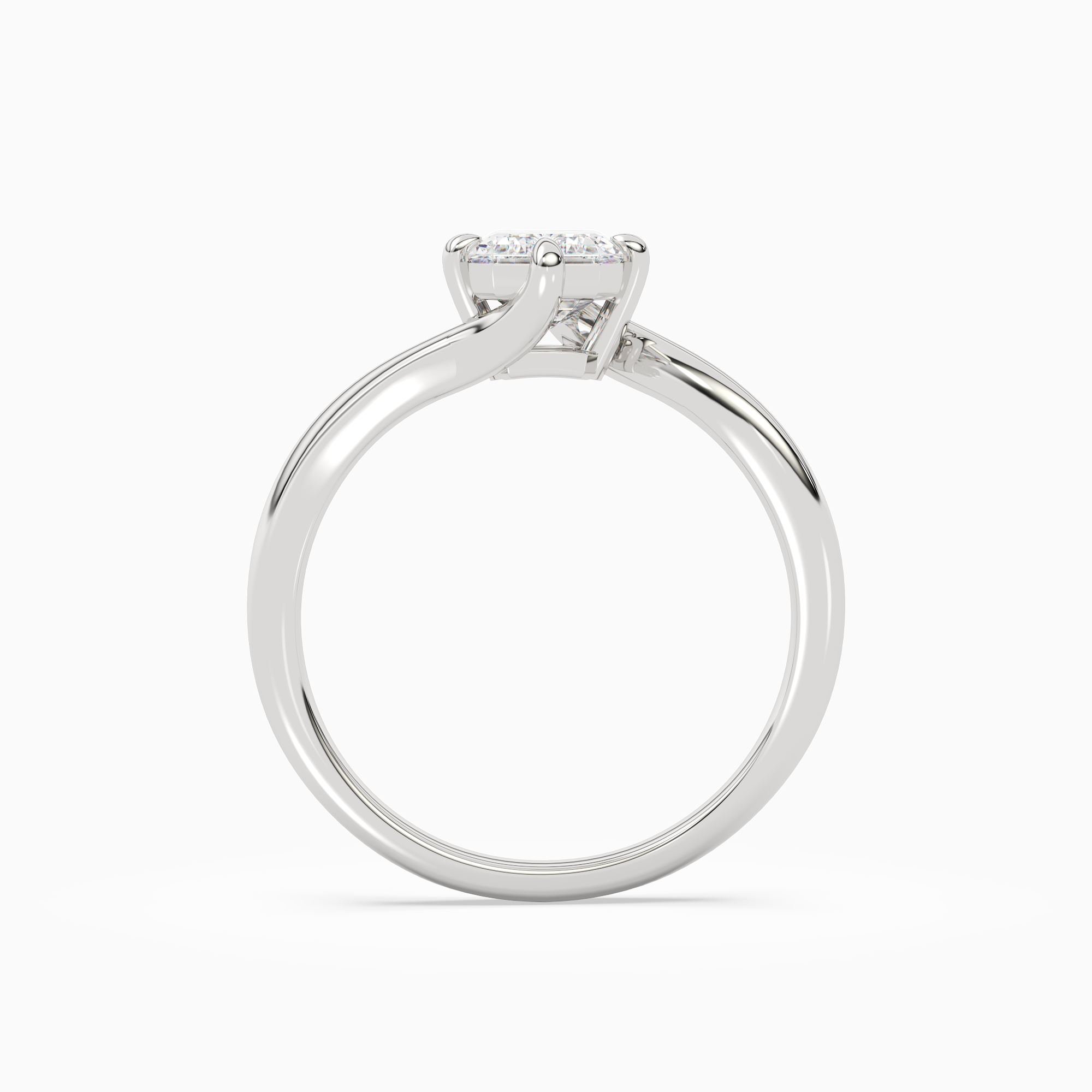 Emerald Open Bypass Solitaire in 14K White Gold side profile
