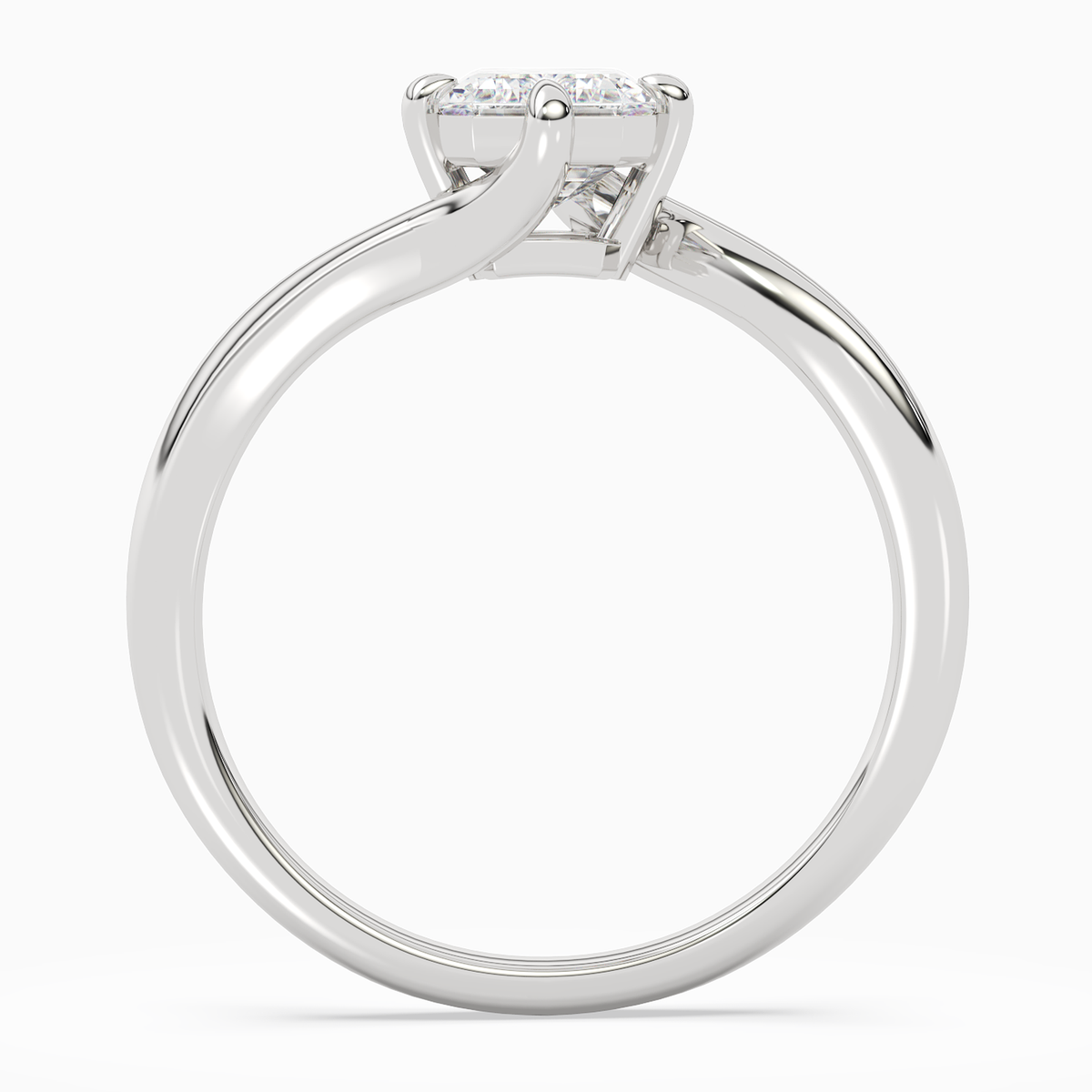 Emerald Open Bypass Solitaire in 14K White Gold side profile