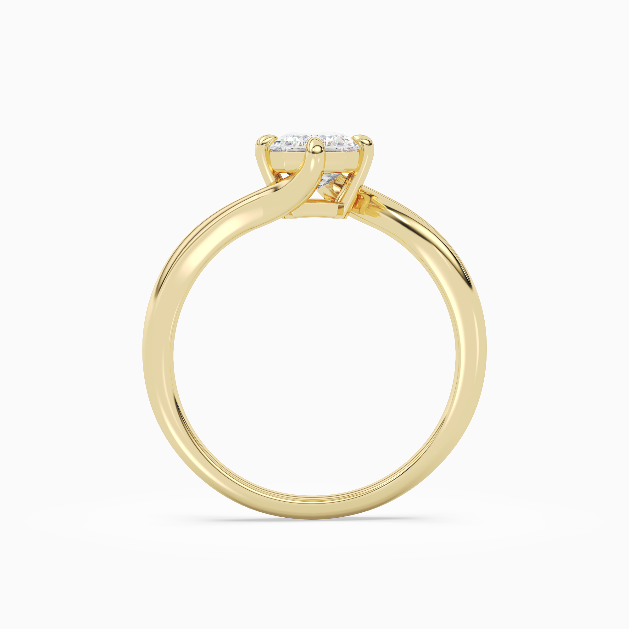 Emerald Open Bypass Solitaire in 18K Yellow Gold side profile