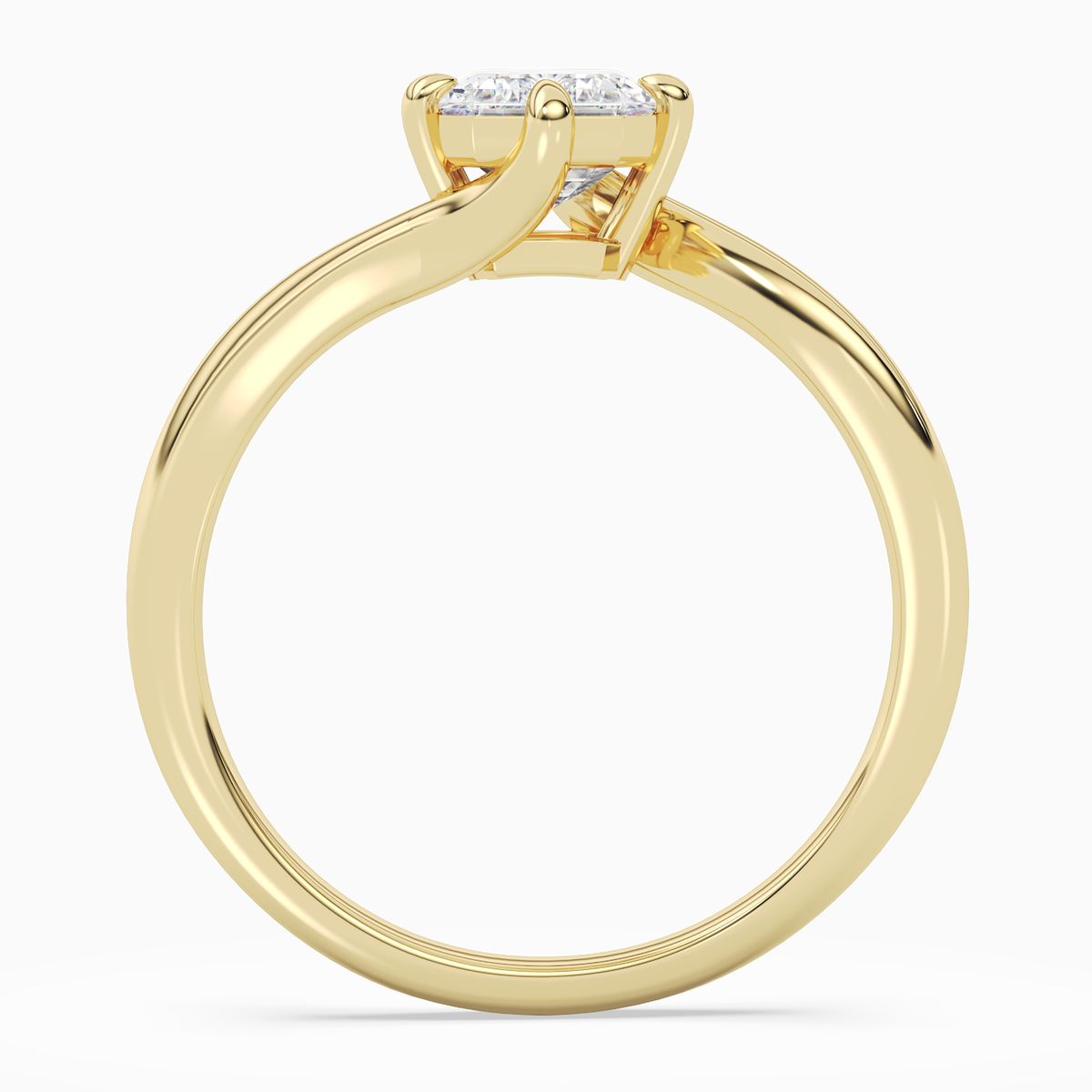 Emerald Open Bypass Solitaire in 18K Yellow Gold side profile