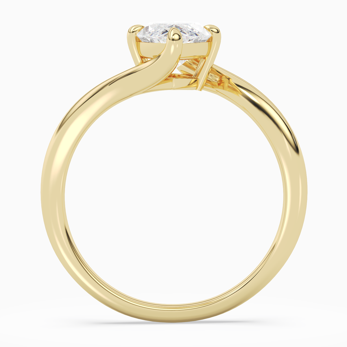 Marquise Open Bypass Solitaire in 14K Yellow Gold side profile