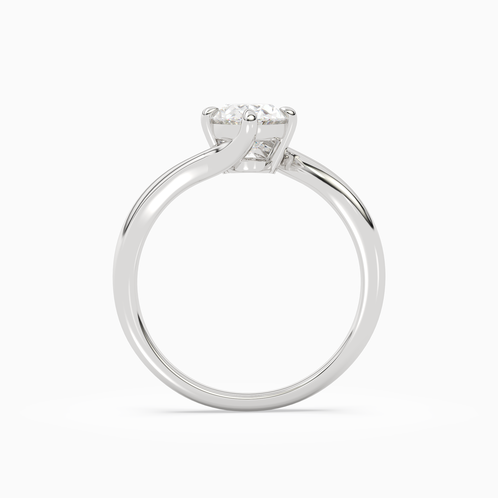 Oval Open Bypass Solitaire in Platinum side profile