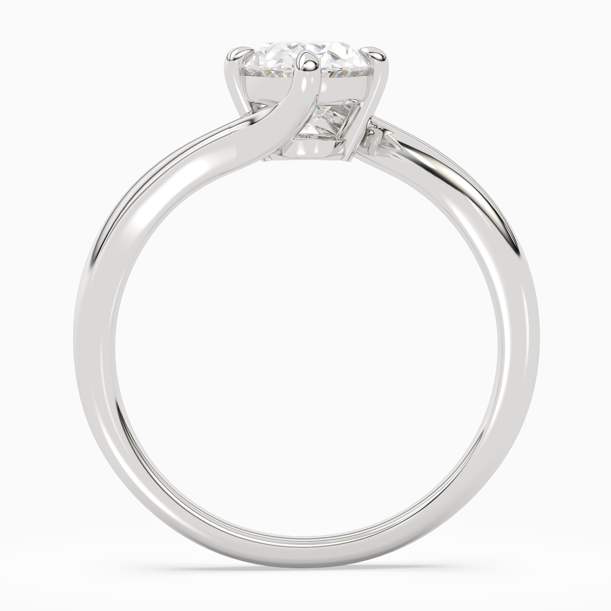 Oval Open Bypass Solitaire in Platinum side profile