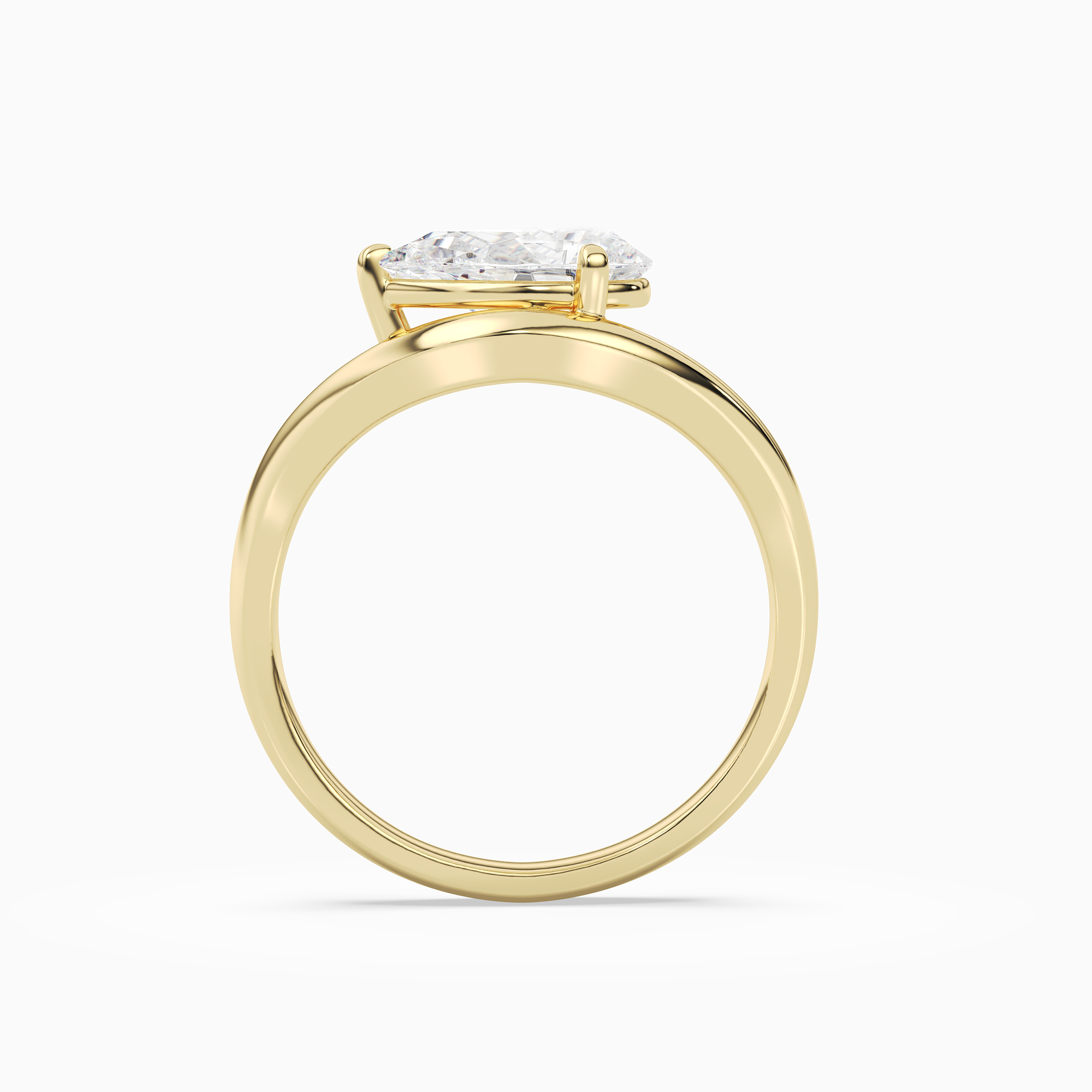 Pear Soft Bypass Solitaire in 14K Yellow Gold side profile