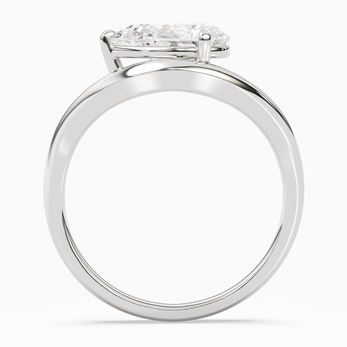 Pear Soft Bypass Solitaire in Platinum side profile