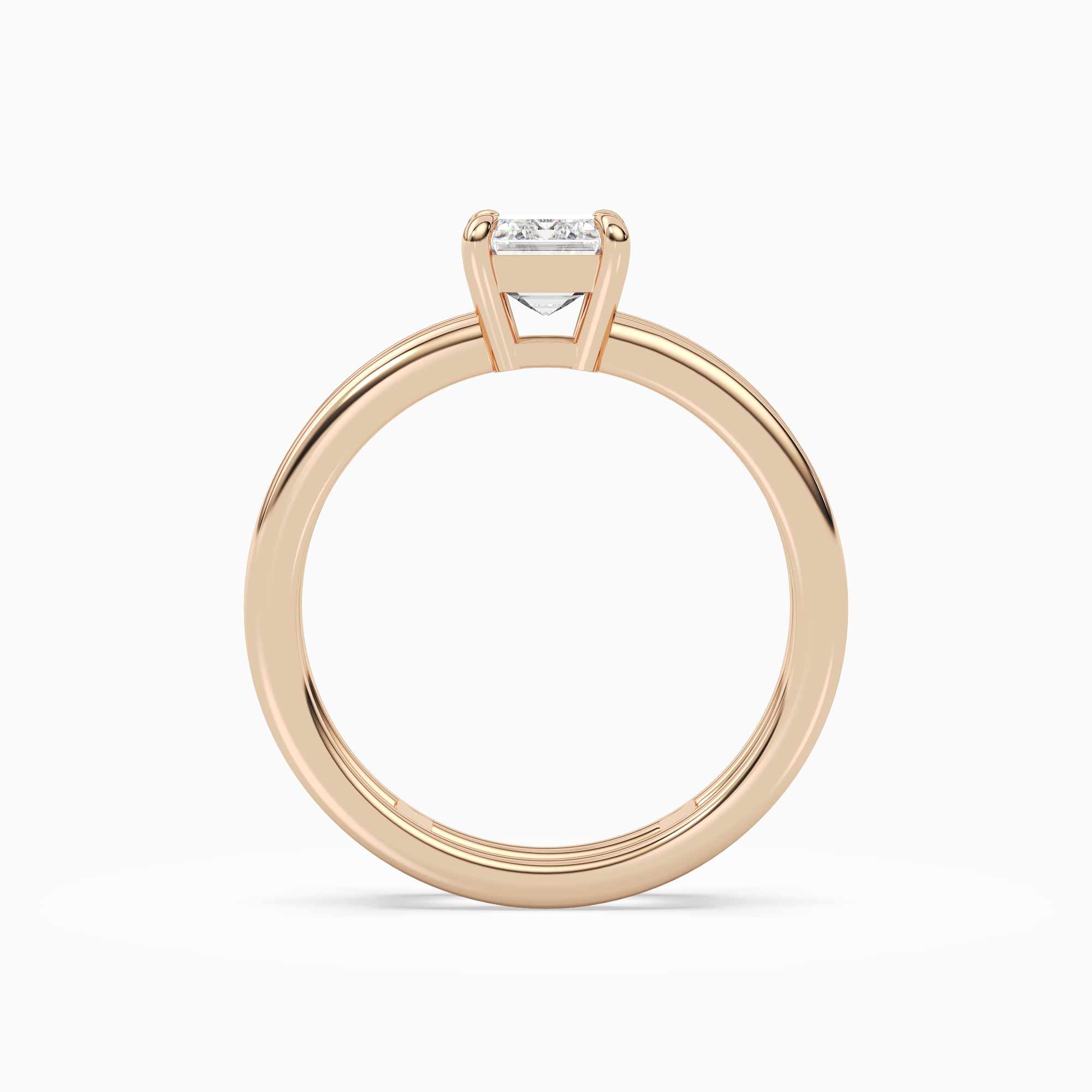 Emerald Open Double Shank Solitaire in 14K Rose Gold side profile