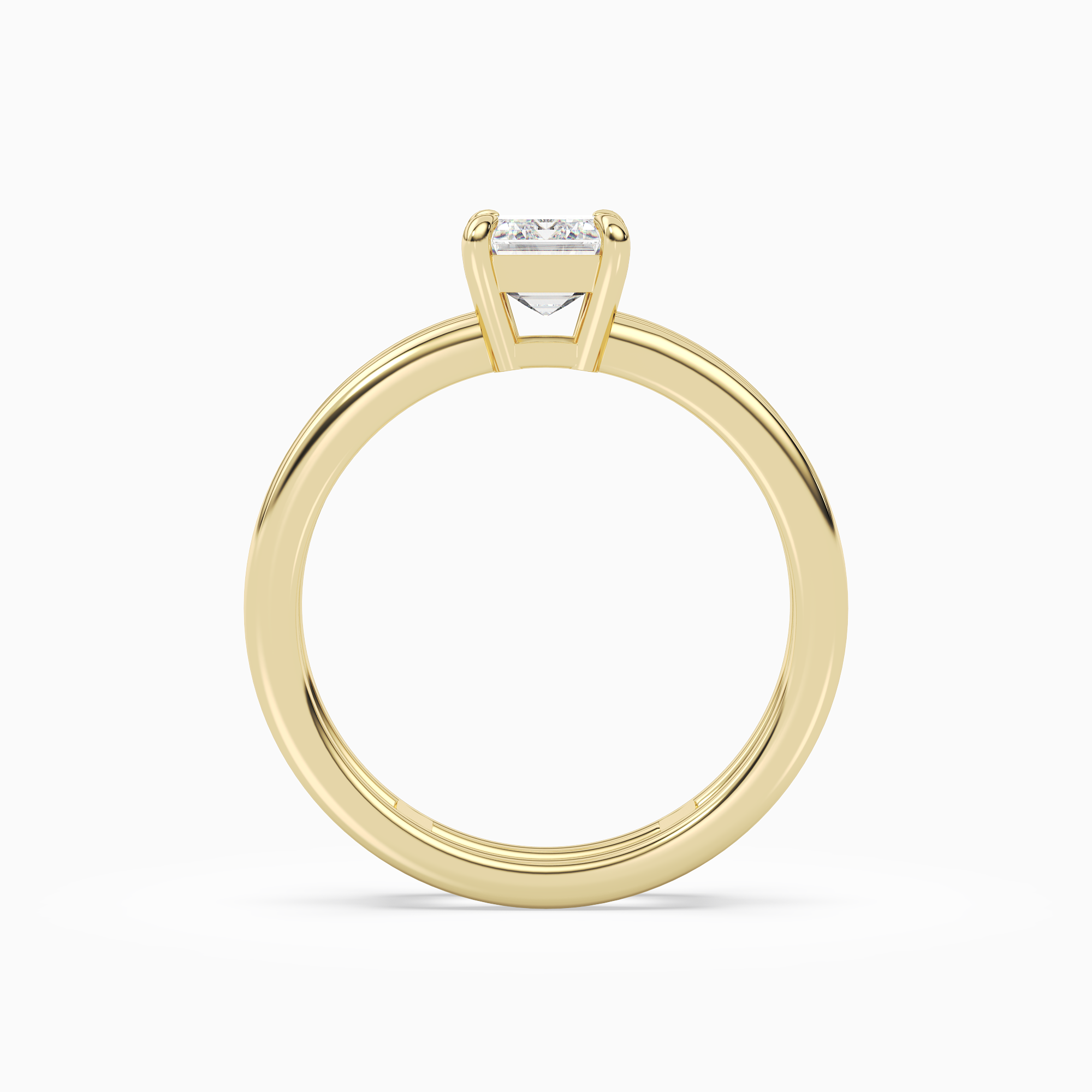 Emerald Open Double Shank Solitaire in 18K Yellow Gold side profile