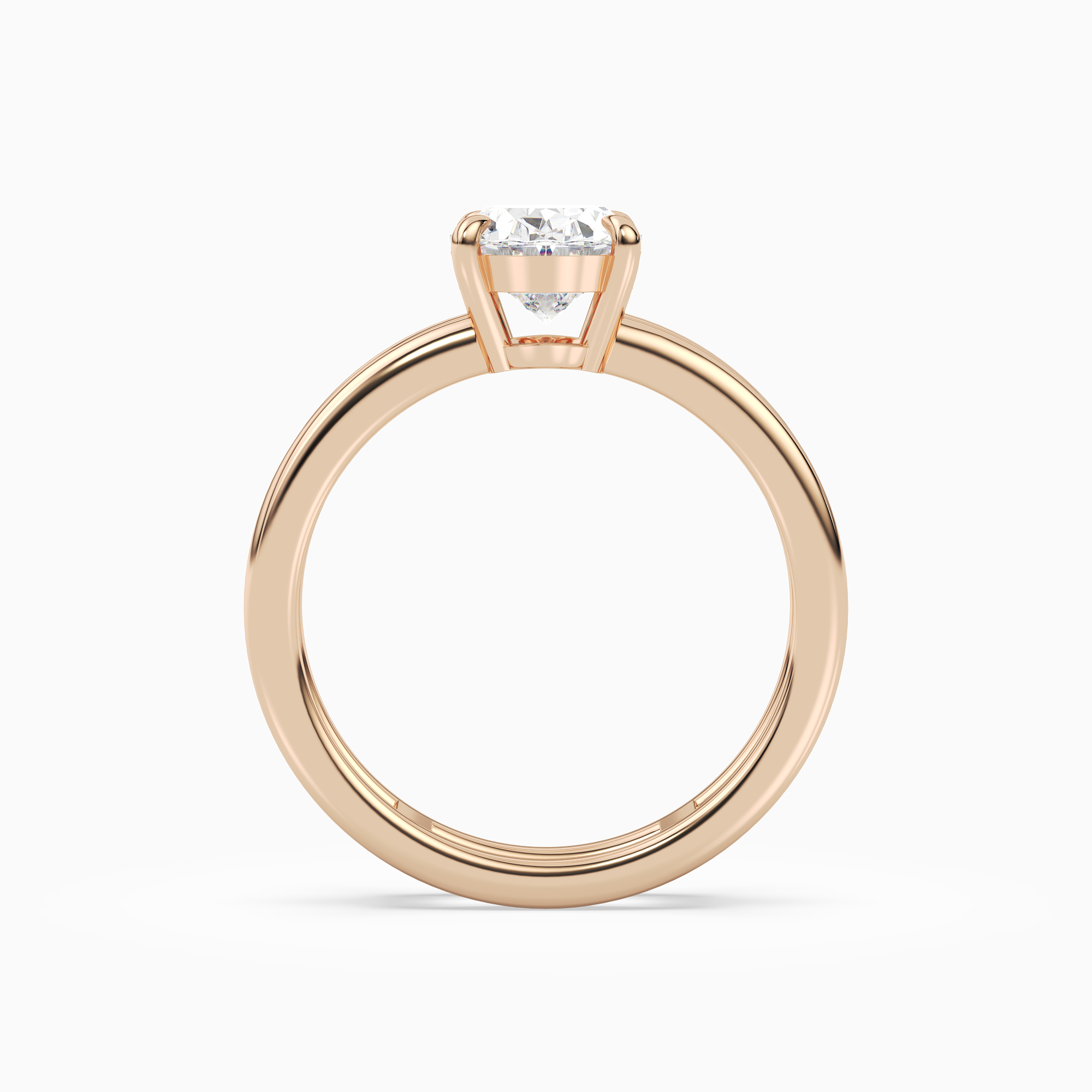Oval Open Double Shank Solitaire in 14K Rose Gold side profile