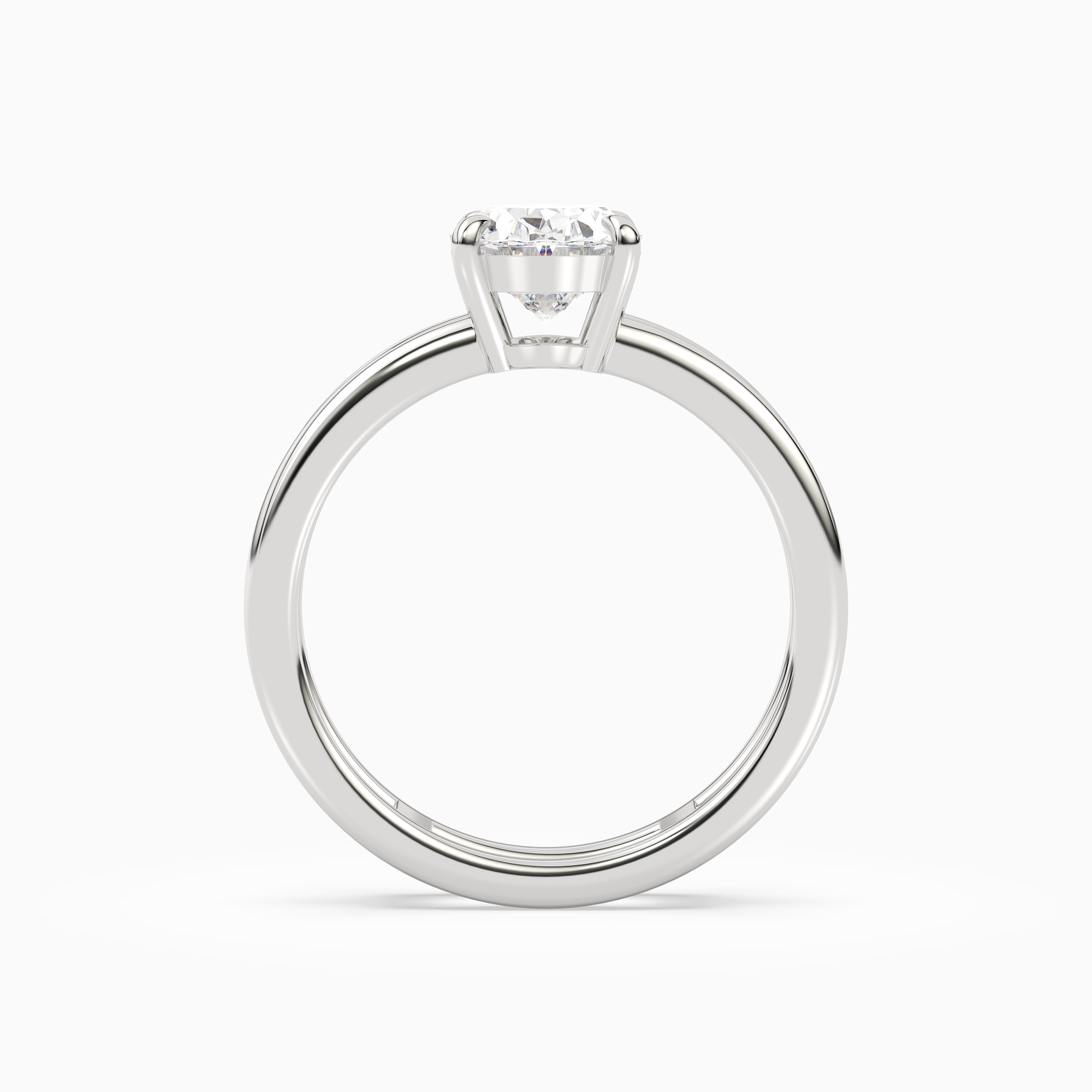 Oval Open Double Shank Solitaire in Platinum side profile