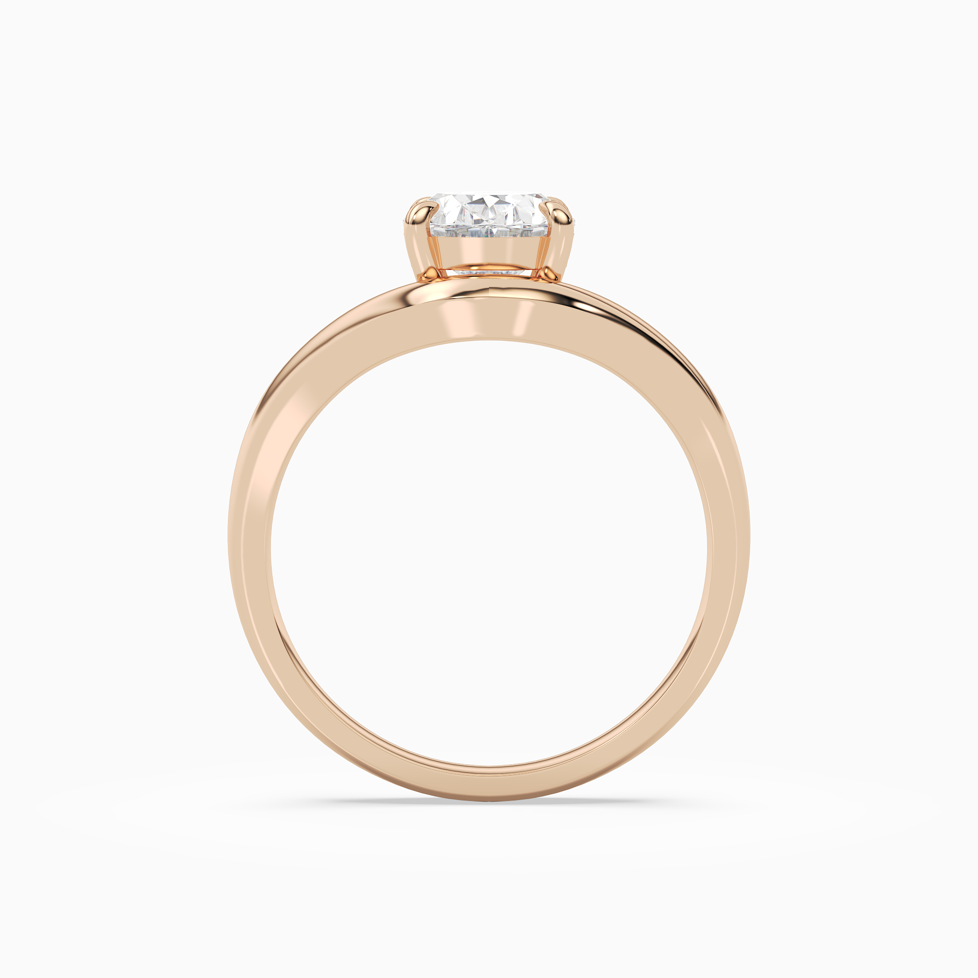 Oval V-Frame Solitaire in 14K Rose Gold side profile