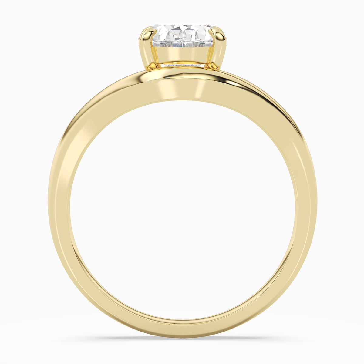 Oval V-Frame Solitaire in 18K Yellow Gold side profile