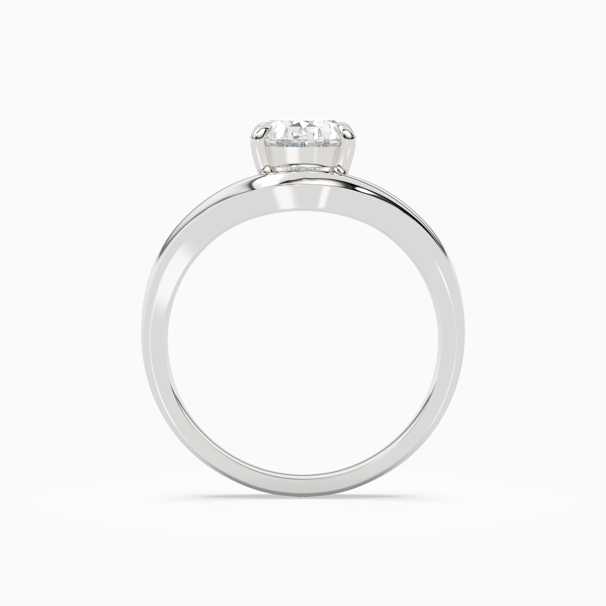 Oval V-Frame Solitaire in Platinum side profile