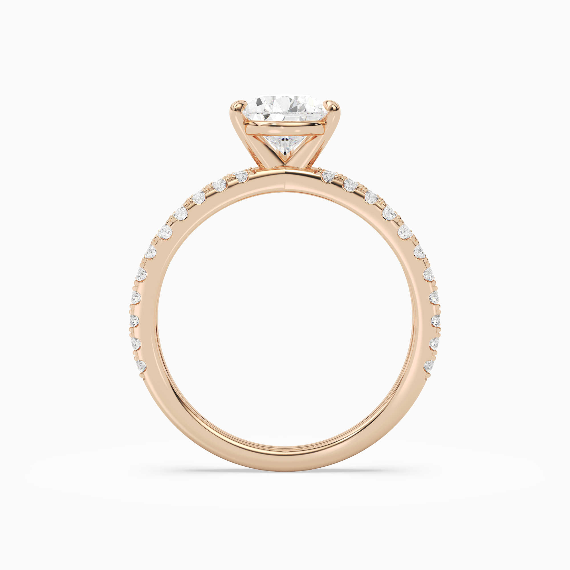 Pear Split Pavé Bypass Solitaire in 14K Rose Gold side profile
