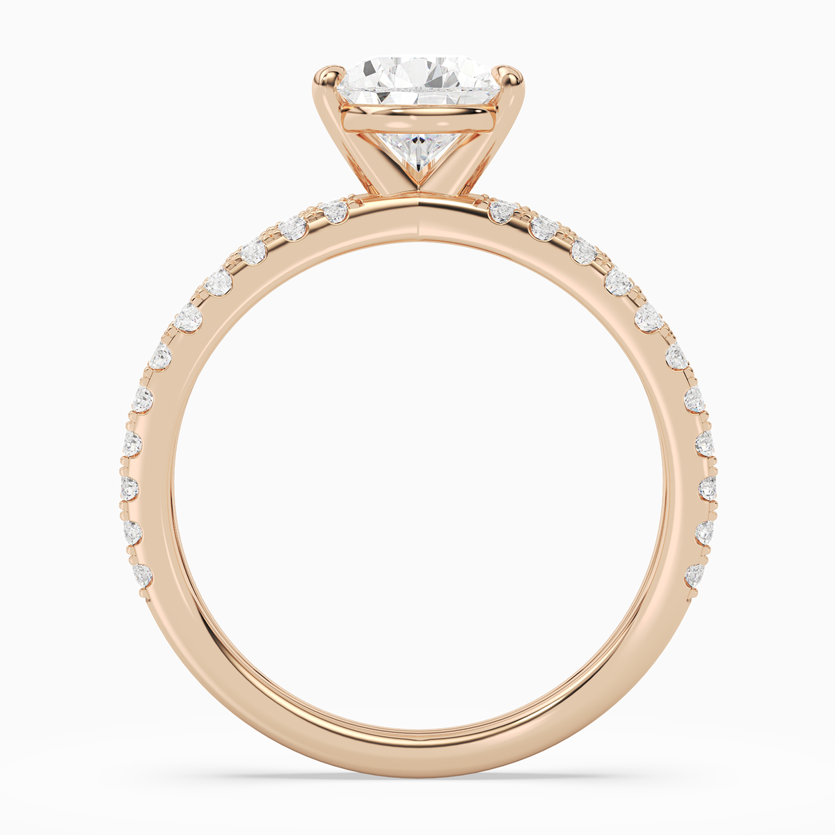 Pear Split Pavé Bypass Solitaire in 14K Rose Gold side profile