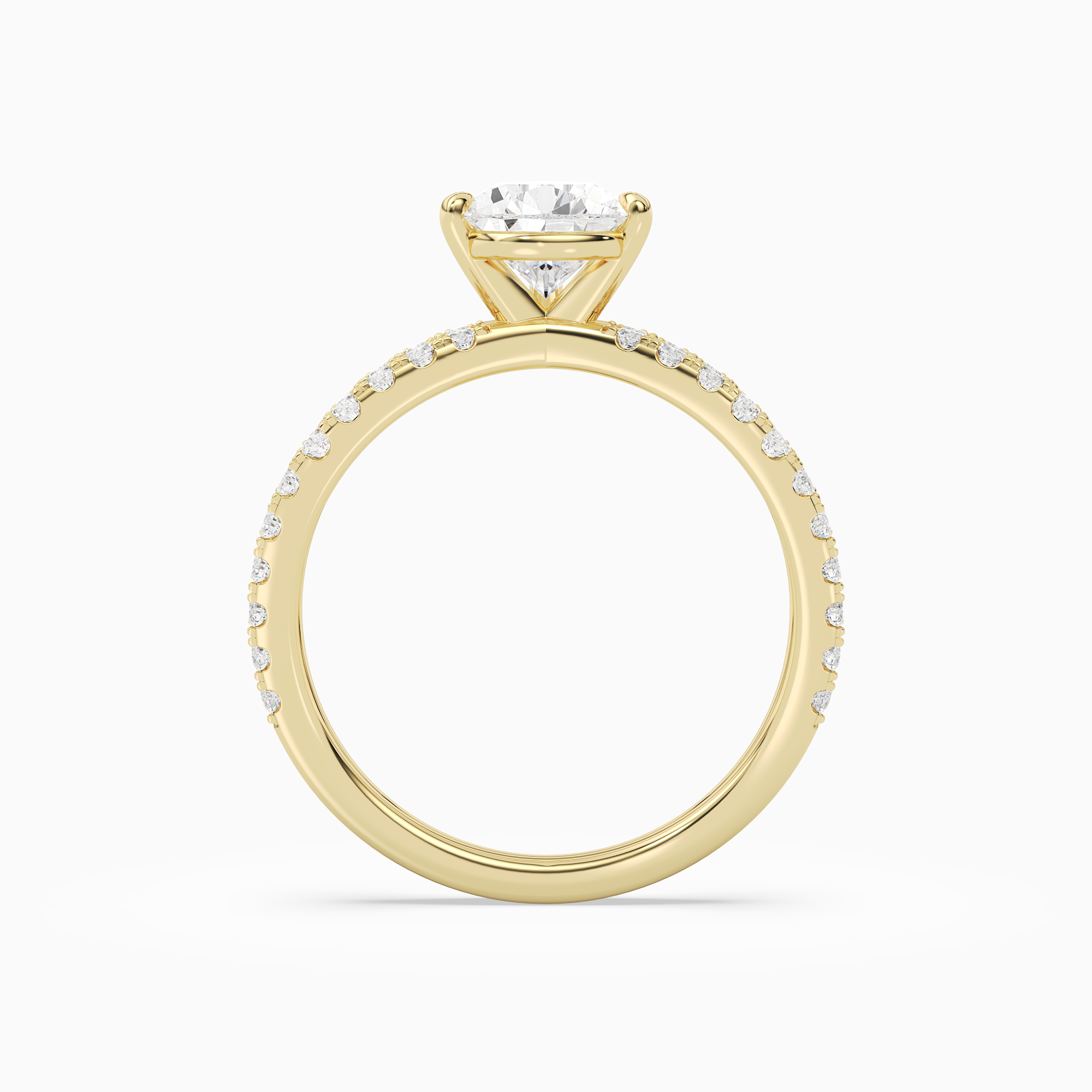 Pear Split Pavé Bypass Solitaire in 18K Yellow Gold side profile