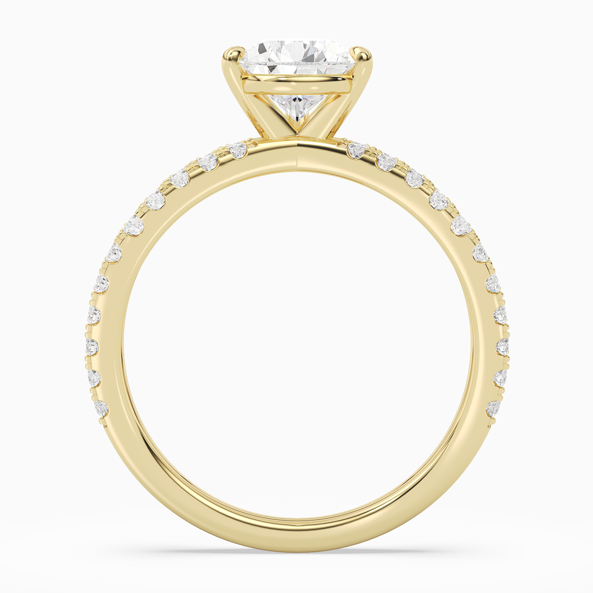 Pear Split Pavé Bypass Solitaire in 18K Yellow Gold side profile