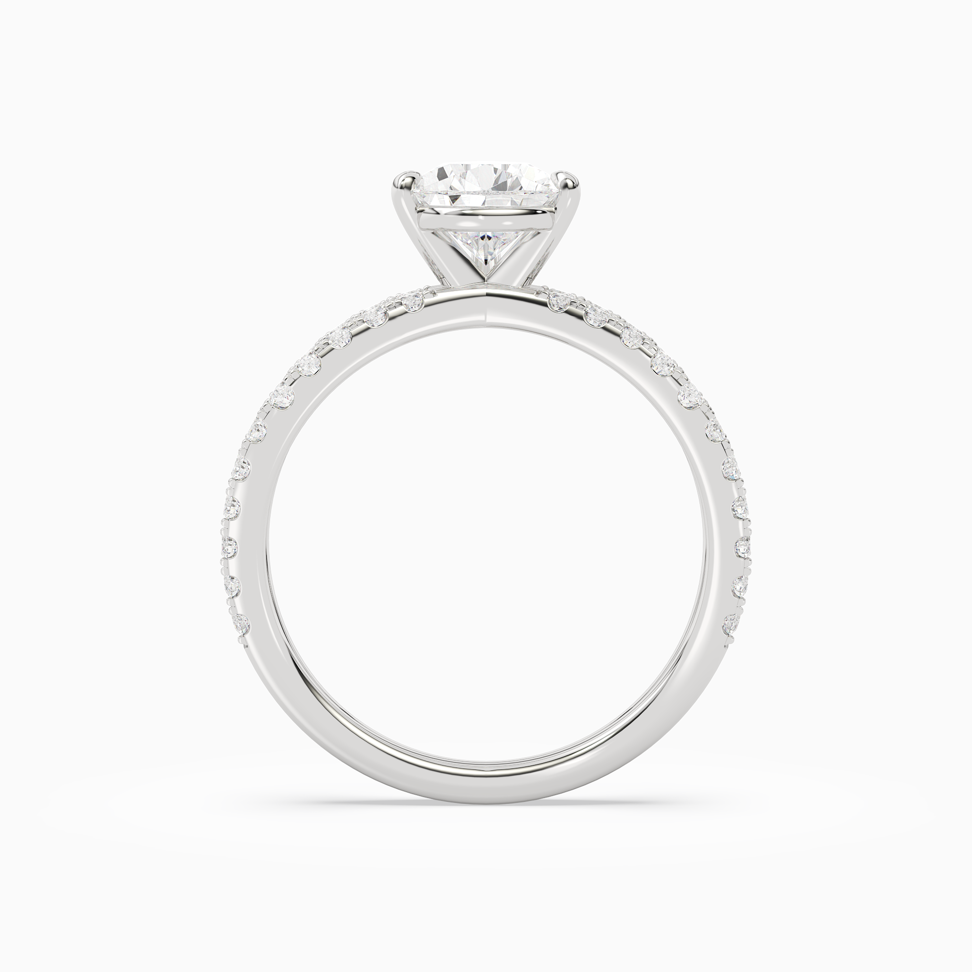 Pear Split Pavé Bypass Solitaire in Platinum side profile