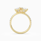 Emerald & Pear Accented Toi Et Moi in 18K Yellow Gold side profile
