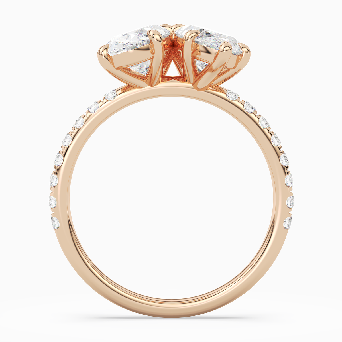 Oval & Marquise Accented Toi Et Moi in 14K Rose Gold side profile