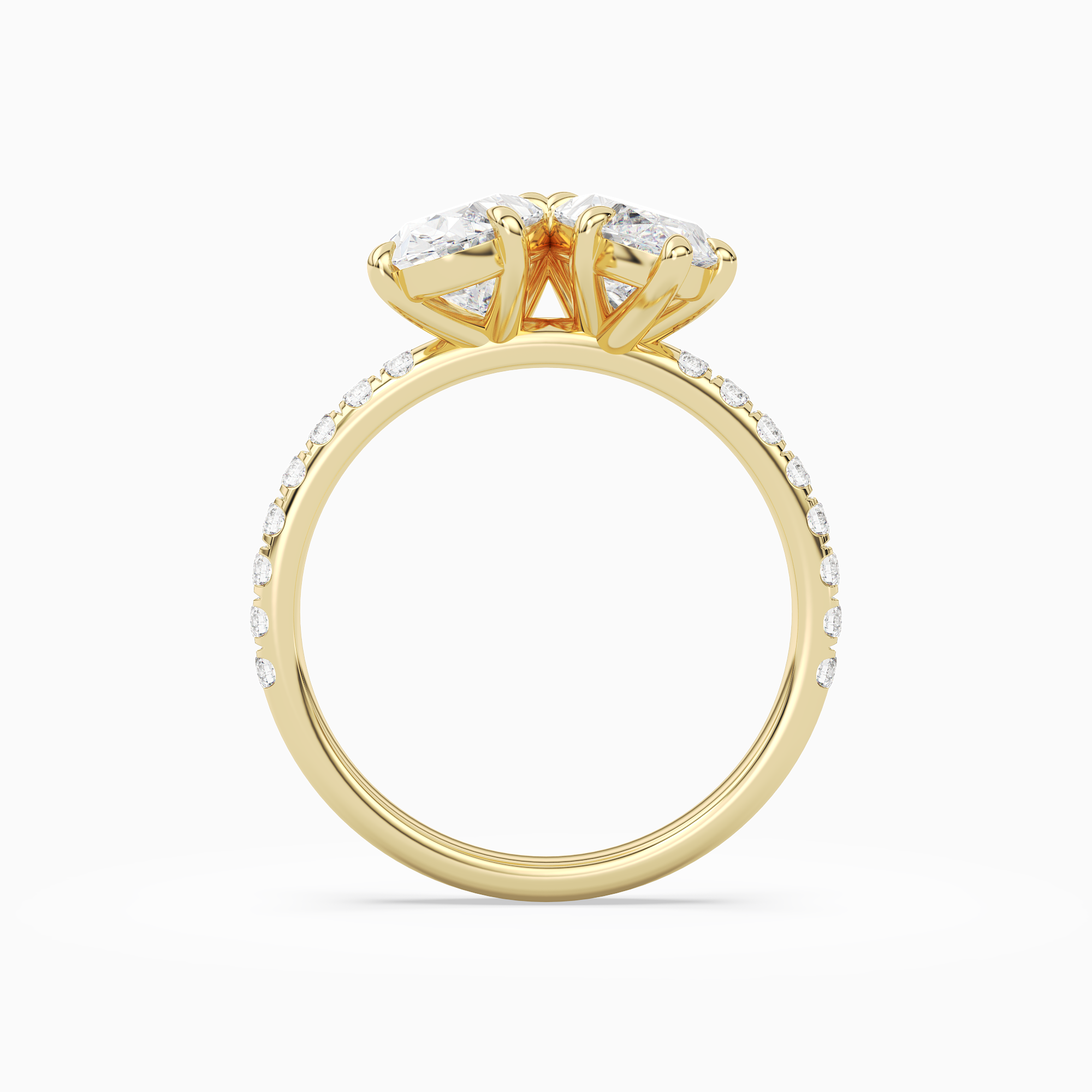Oval & Marquise Accented Toi Et Moi in 14K Yellow Gold side profile