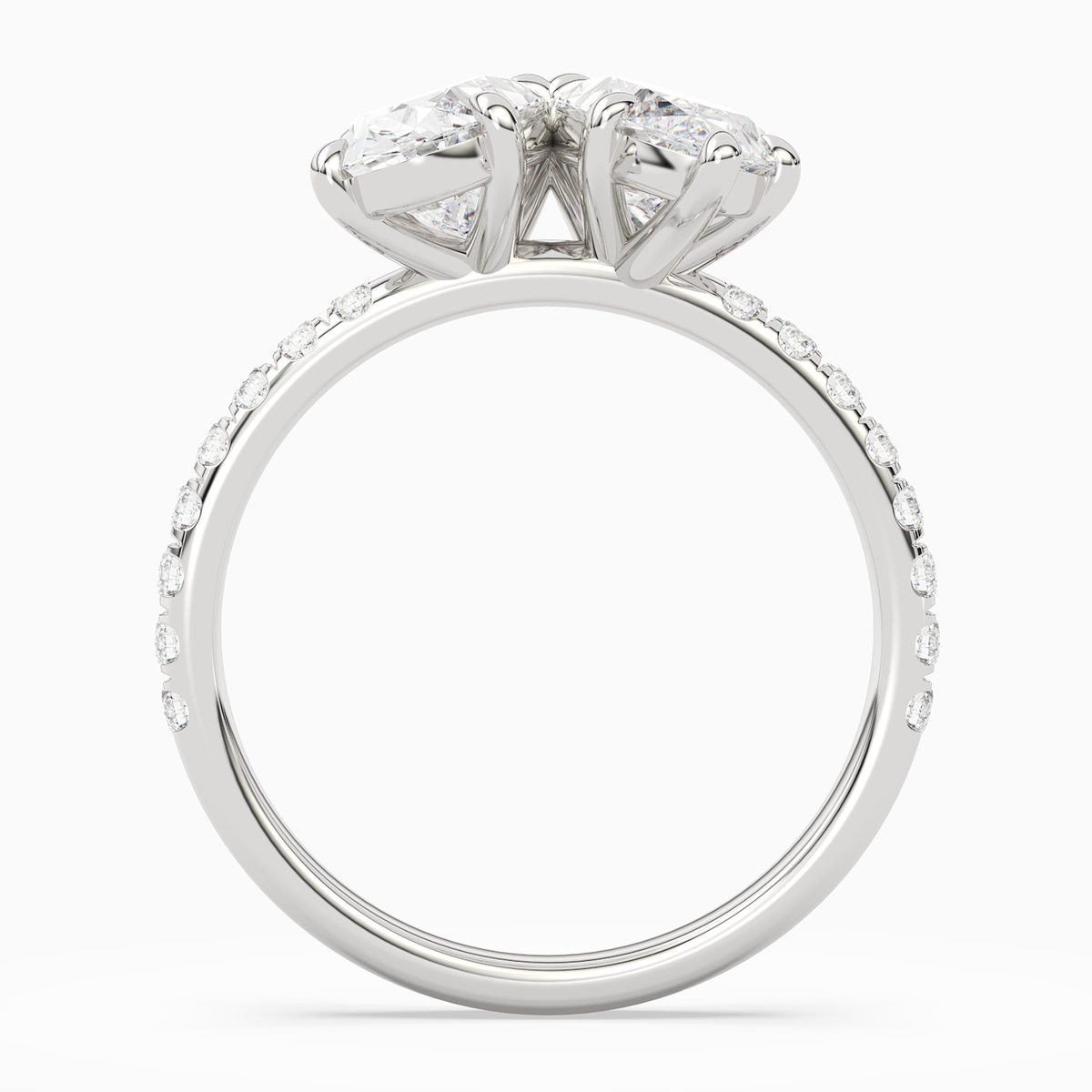 Oval & Marquise Accented Toi Et Moi in 18K White Gold side profile