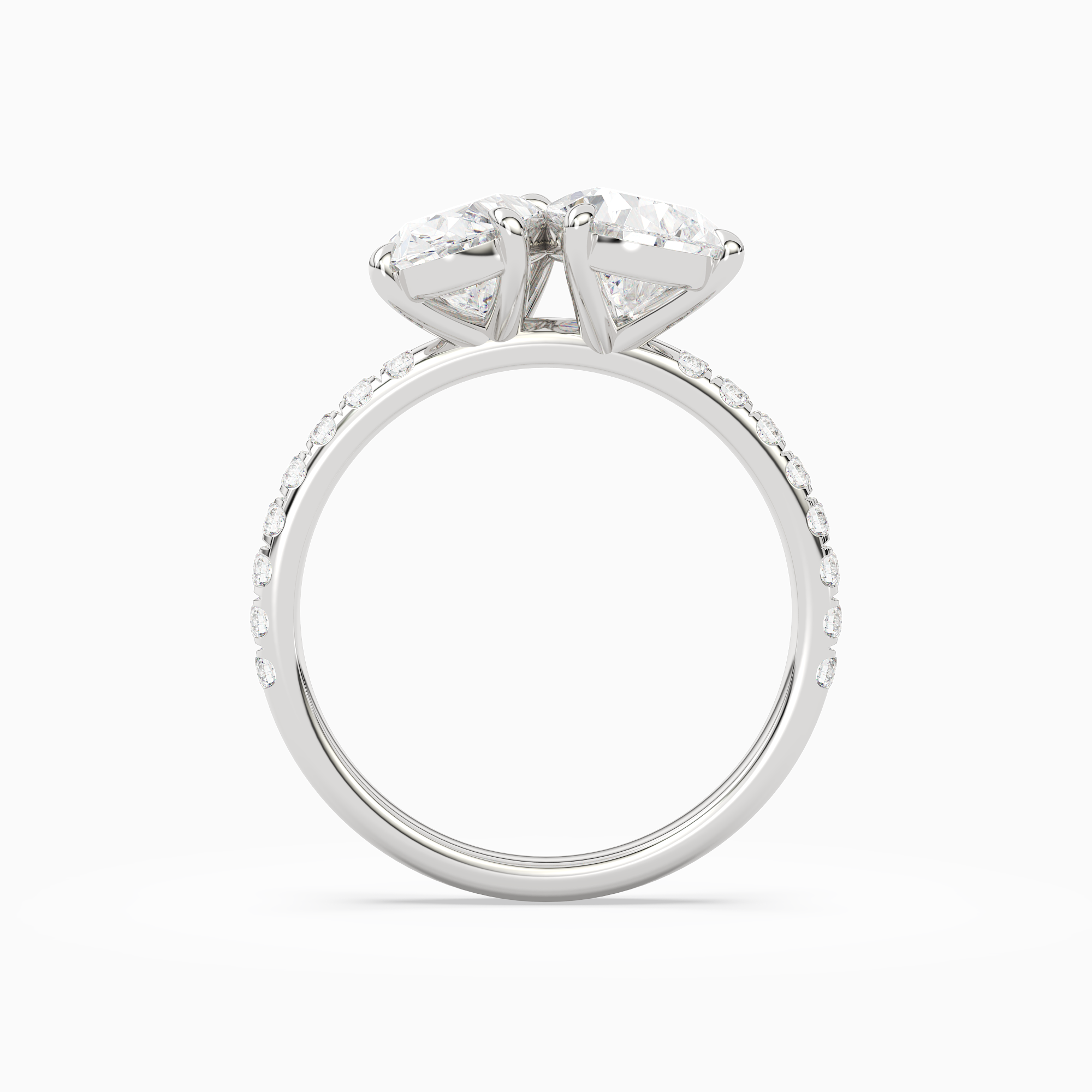 Oval & Pear Accented Toi Et Moi in 18K White Gold side profile