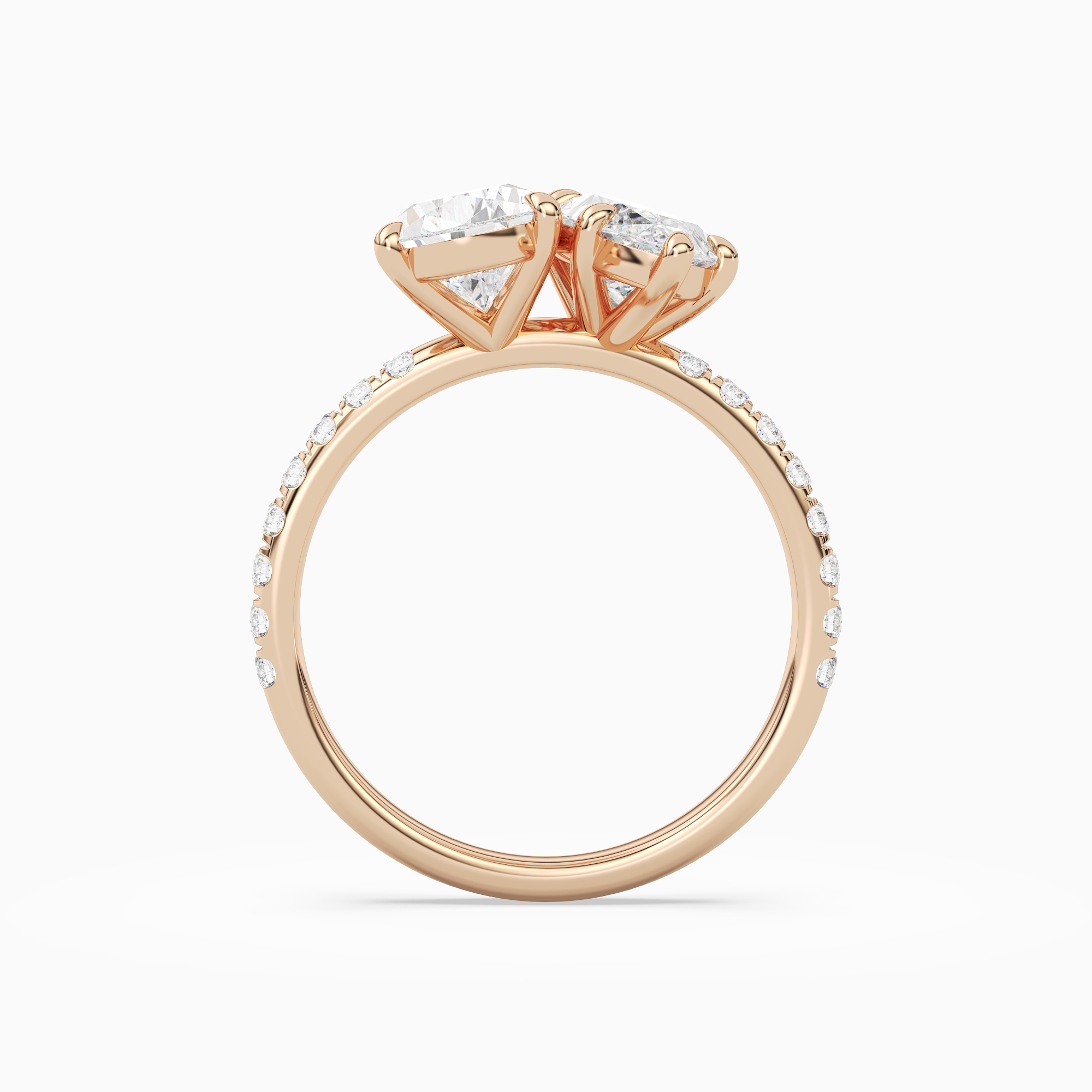 Pear & Marquise Accented Toi Et Moi in 14K Rose Gold side profile