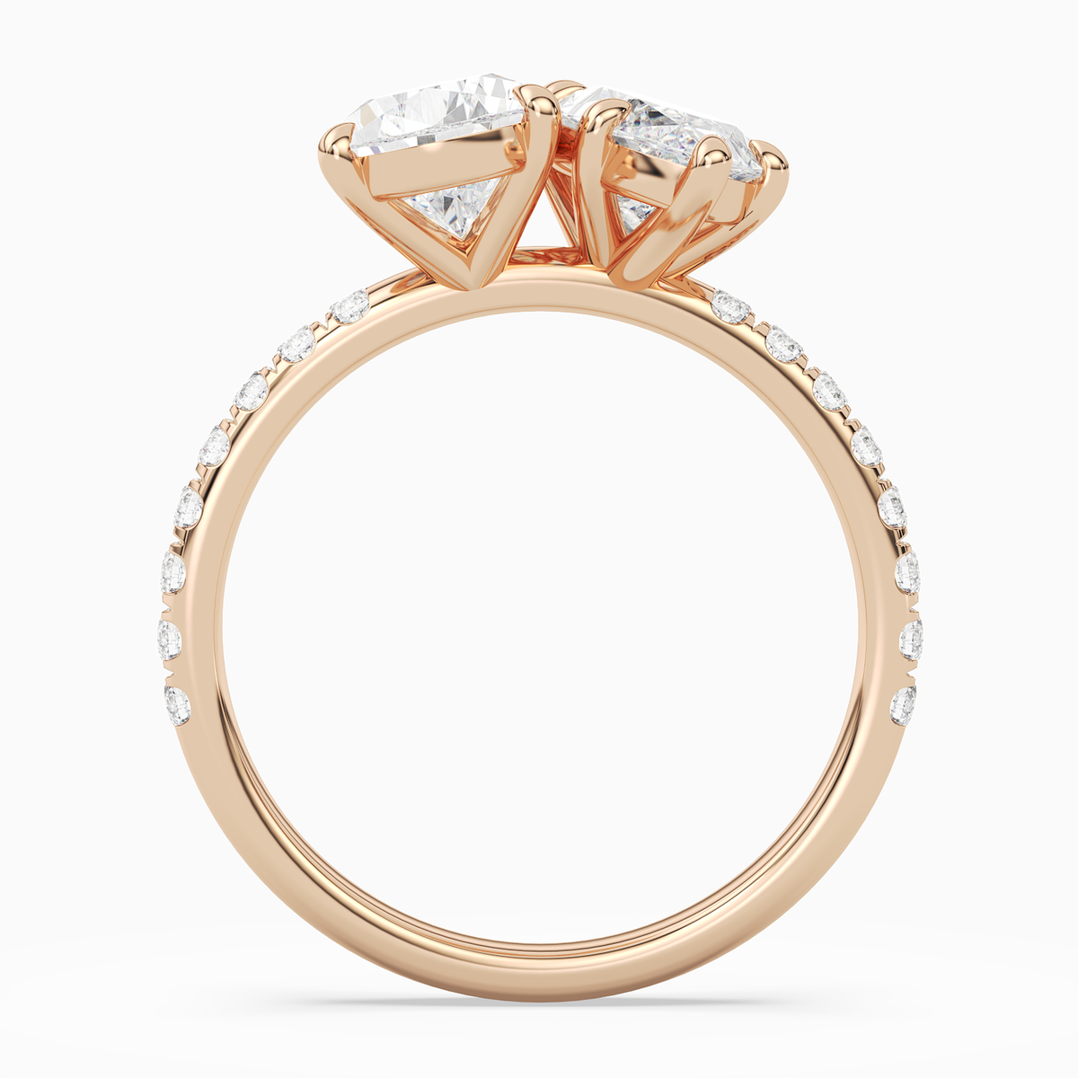 Pear & Marquise Accented Toi Et Moi in 14K Rose Gold side profile