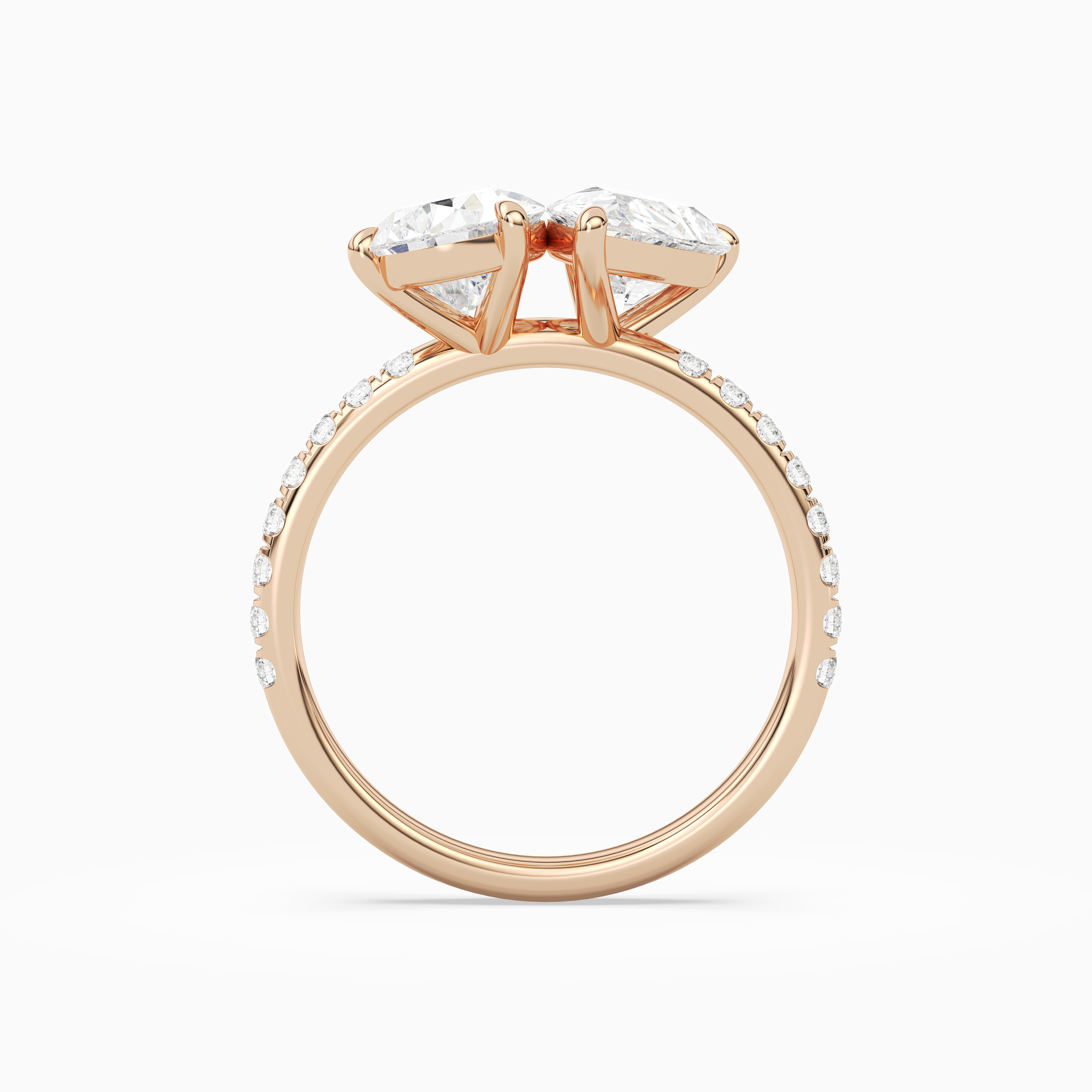 Pear & Pear Accented Toi Et Moi in 14K Rose Gold side profile