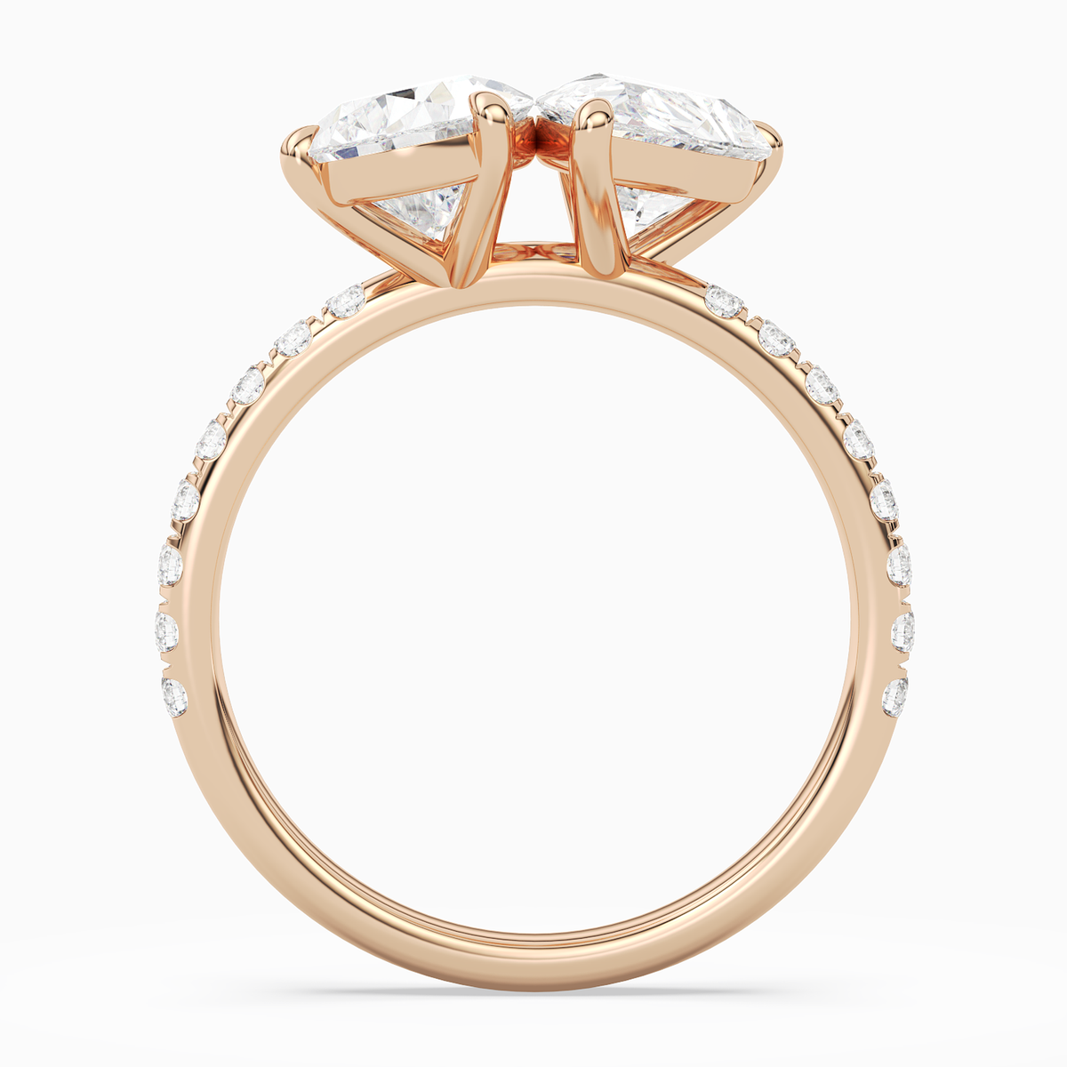 Pear & Pear Accented Toi Et Moi in 14K Rose Gold side profile