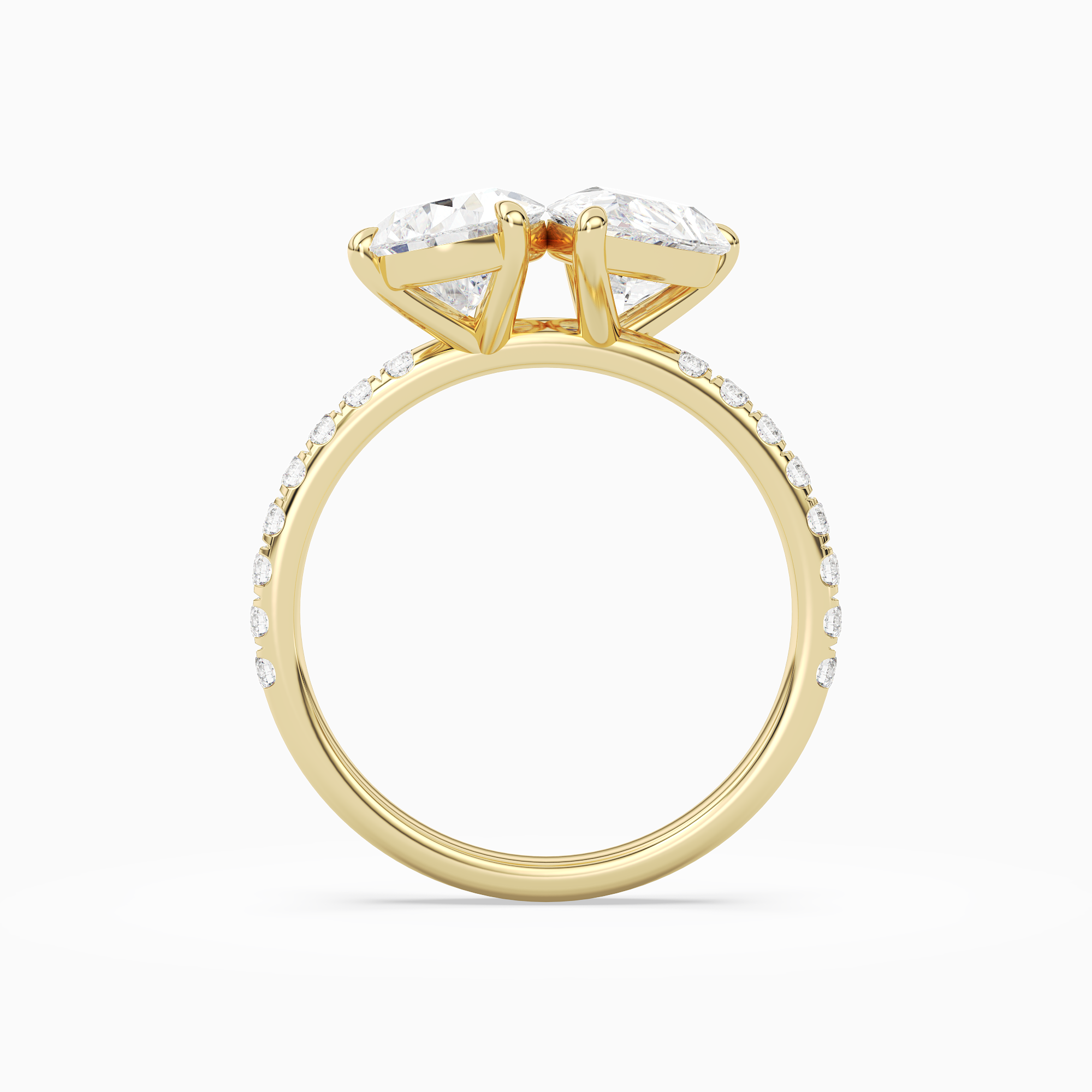 Pear & Pear Accented Toi Et Moi in 14K Yellow Gold side profile