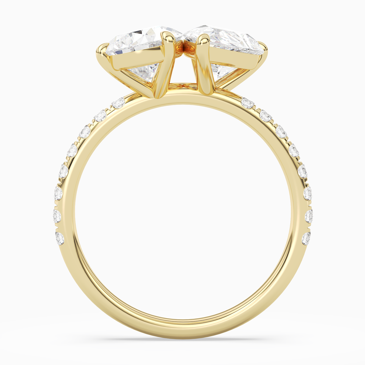 Pear & Pear Accented Toi Et Moi in 18K Yellow Gold side profile